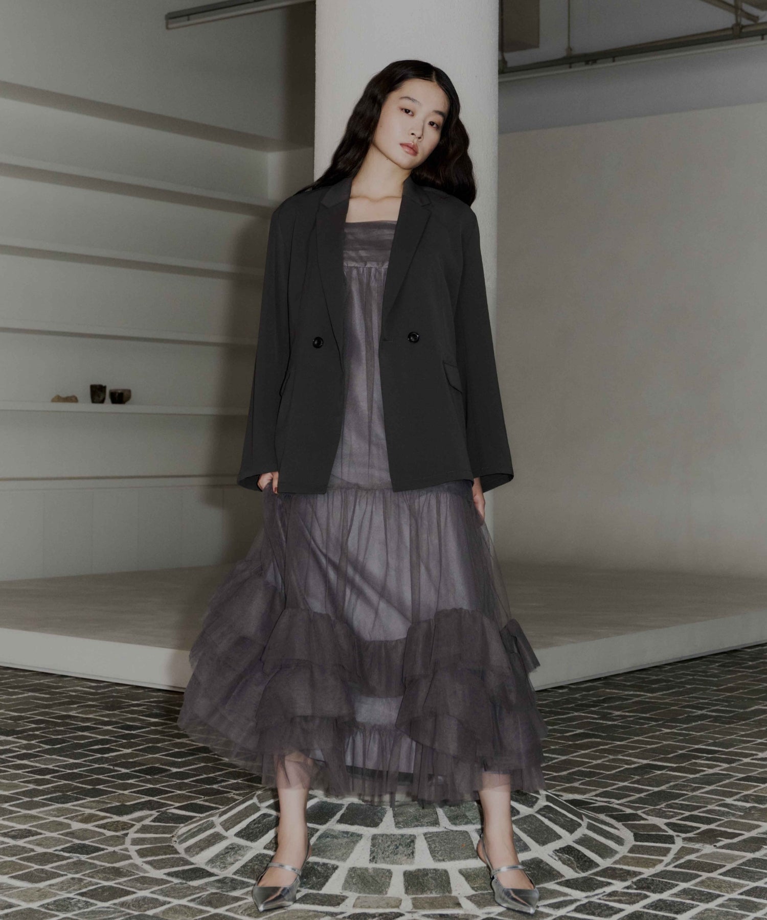 VOLUME TULLE JACKET SET DRESS