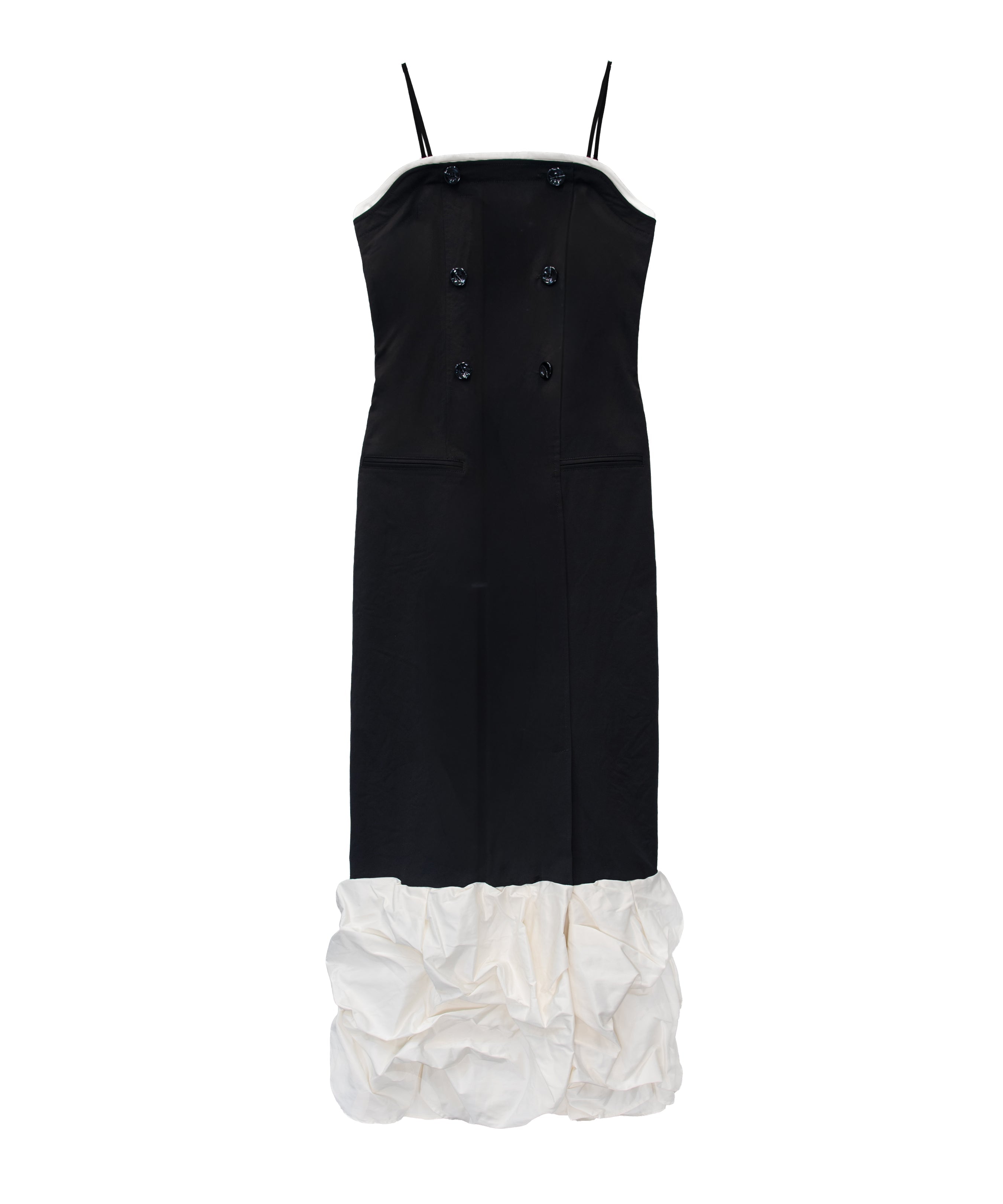 TRENCH BUBBLE DRESS ブラック 正面全身物撮り画像