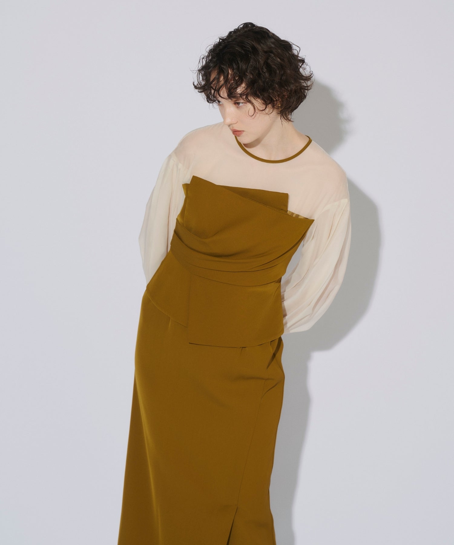 DRAPED BUSTIER DRESS