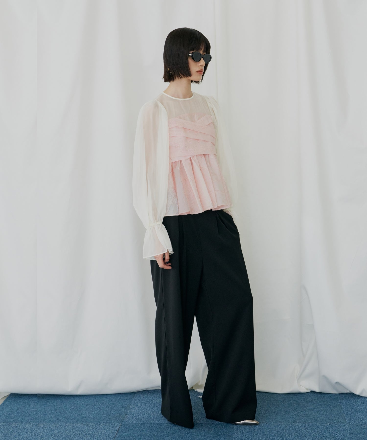 JACQUARD PEPLUM PANTS DRESS