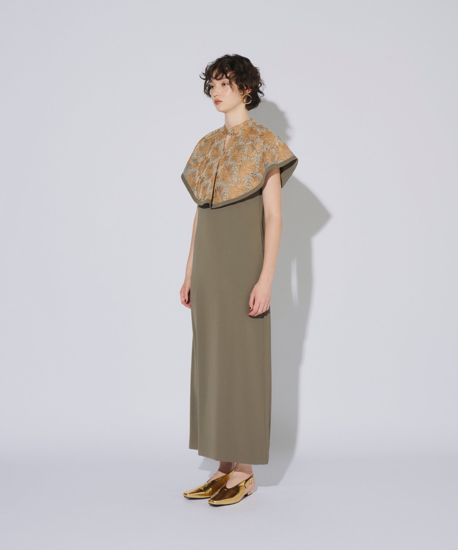 EMBROIDERY CAPE DRESS