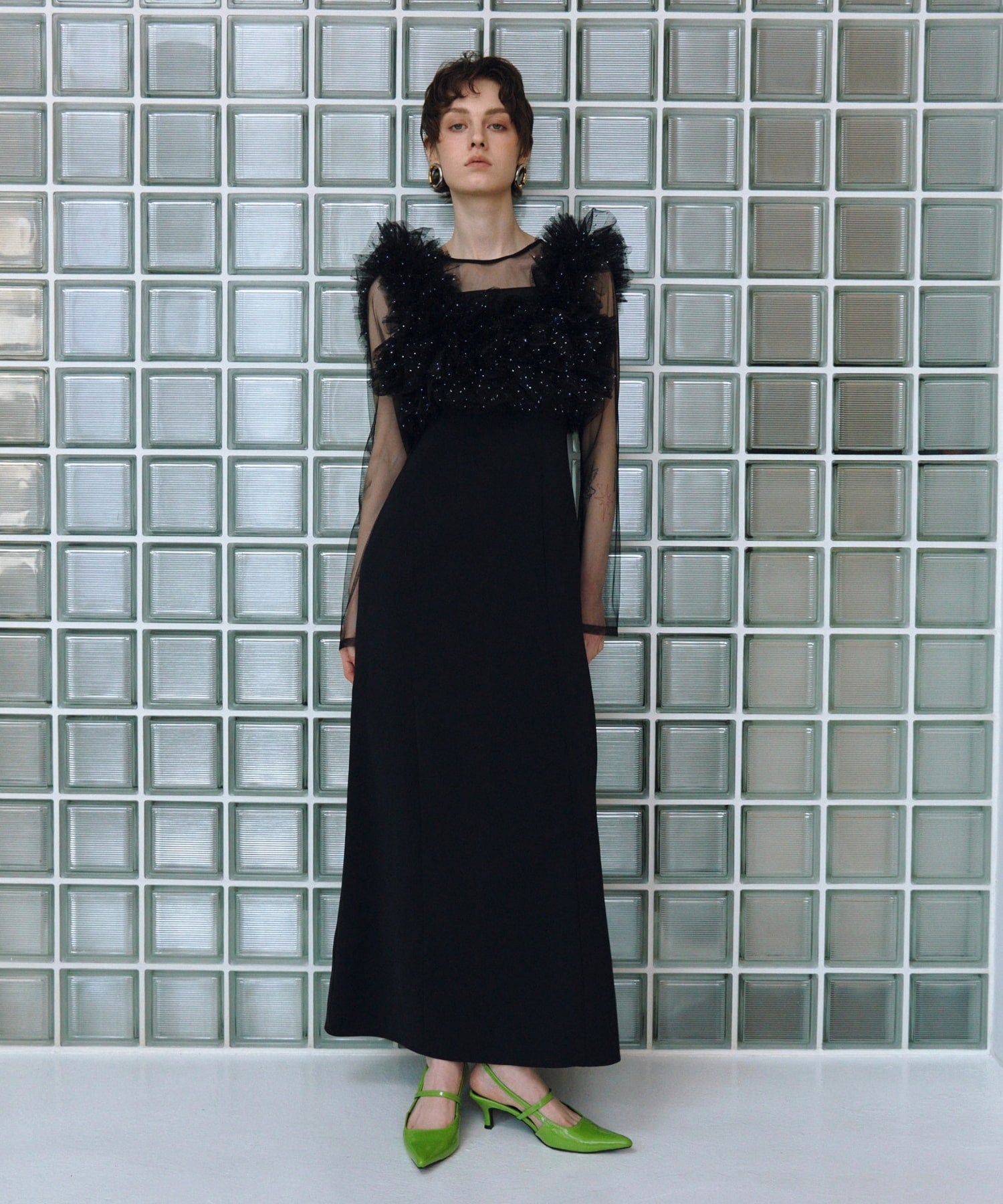 VOLUME RUFFLE LAYER DRESS