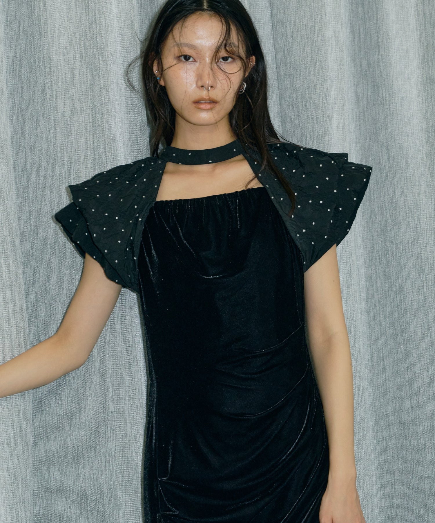 DRAPE VELOUR DRESS
