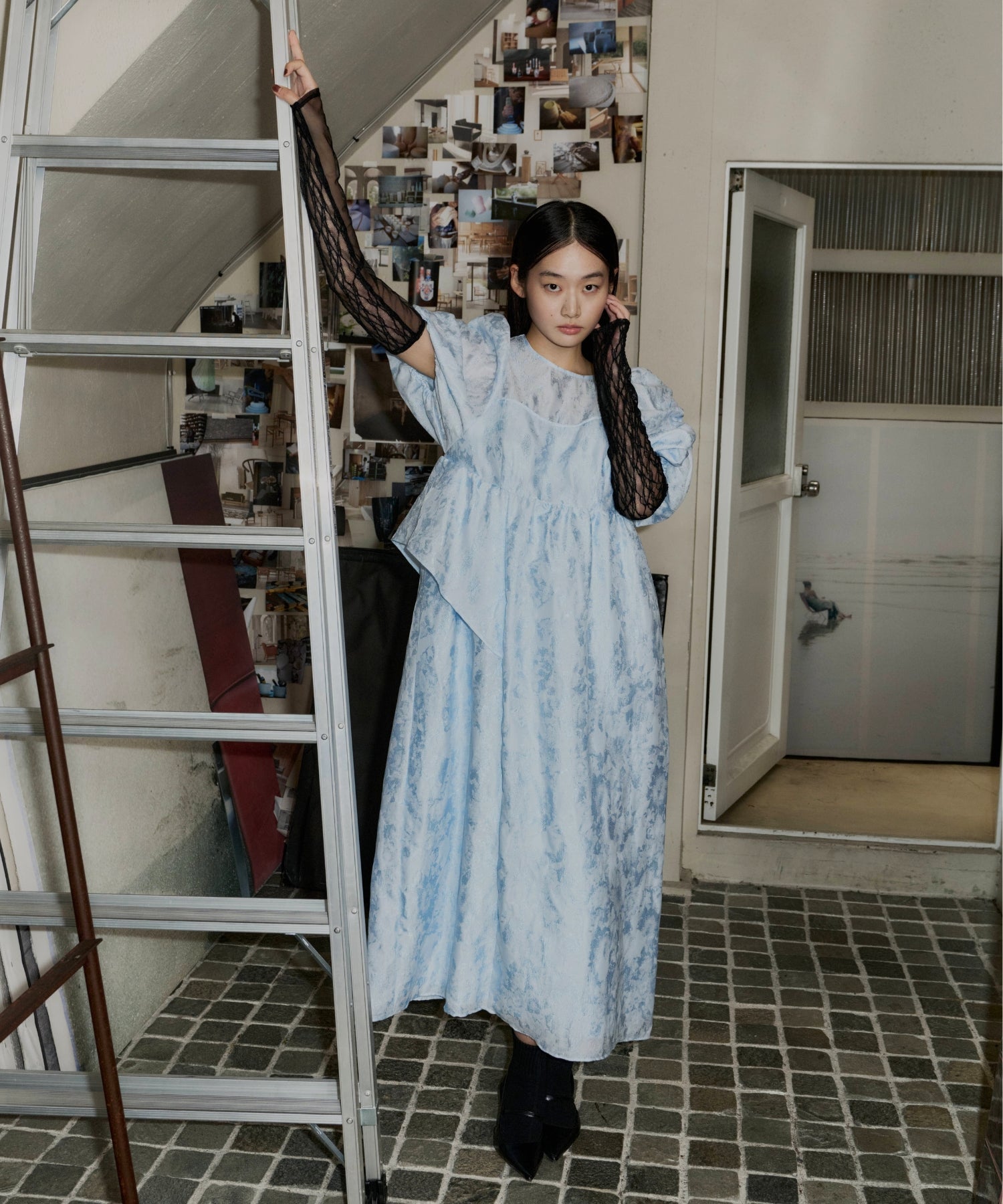 【POPUP】BUBBLE SLEEVE JACQUARD DRESS
