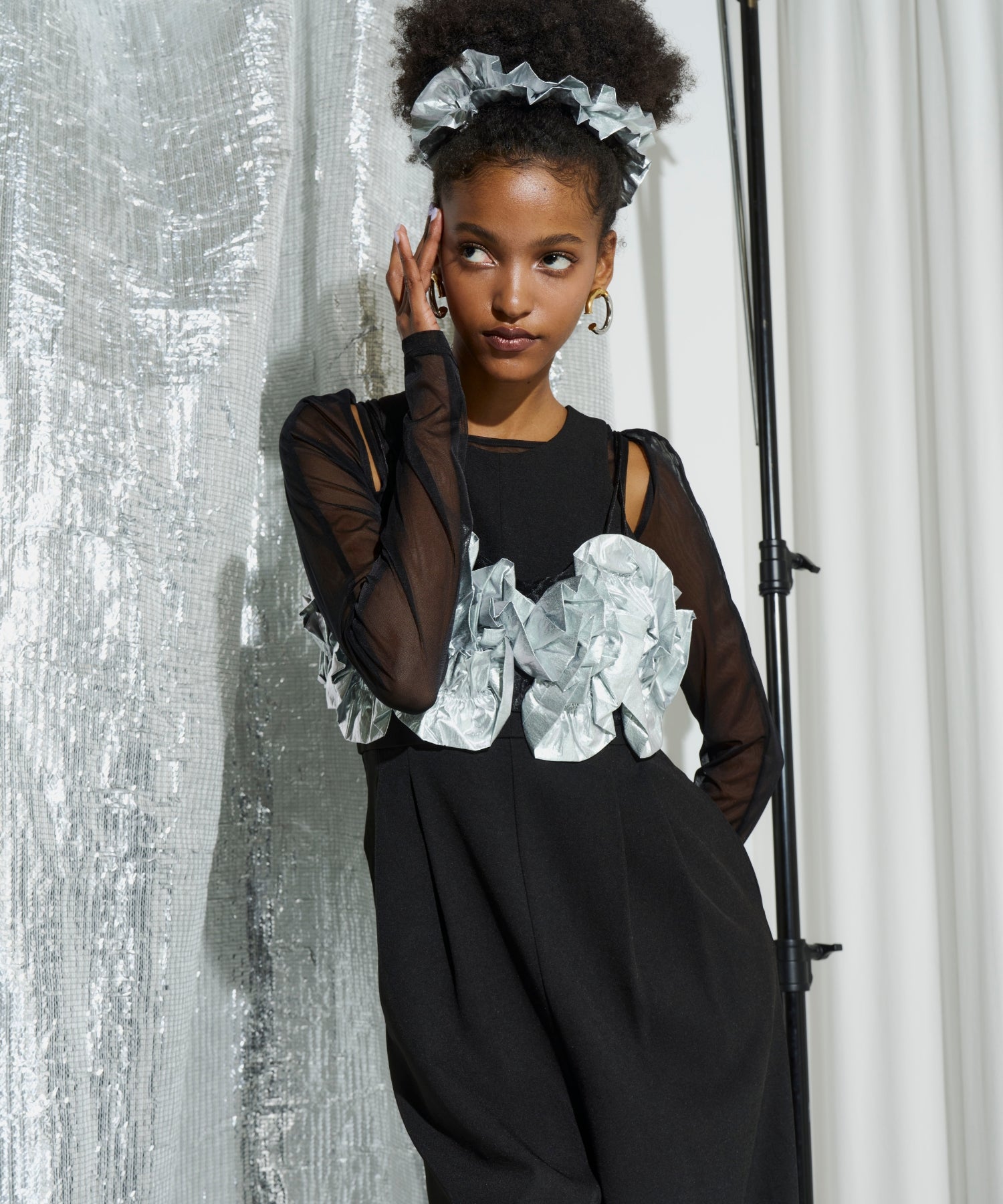 RUFFLED BUSTIER PANTS DRESS