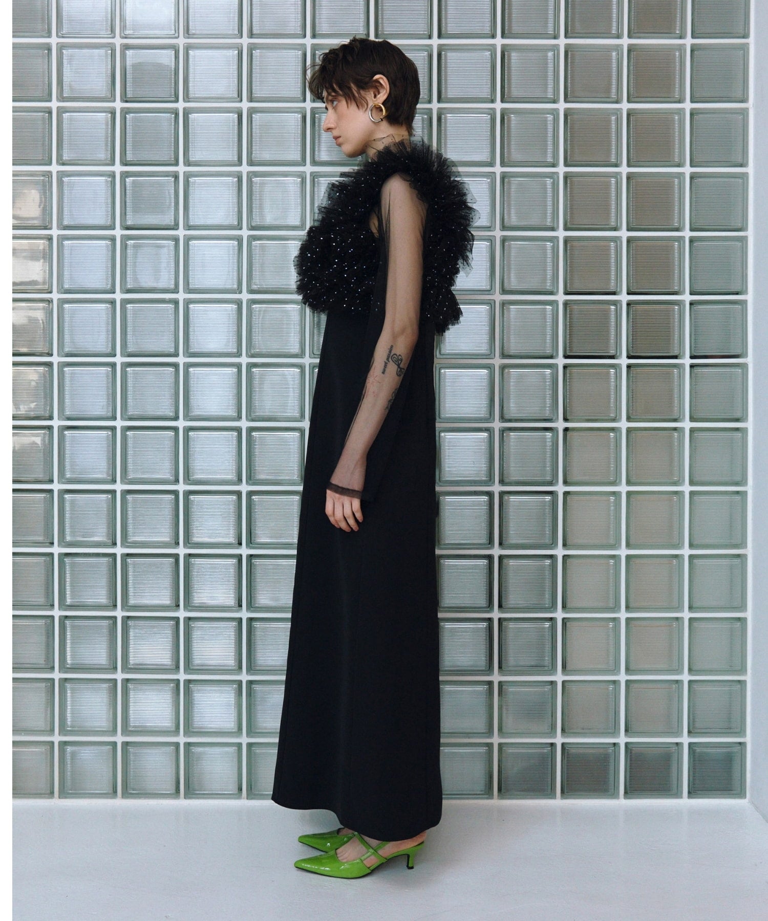 VOLUME RUFFLE LAYER DRESS