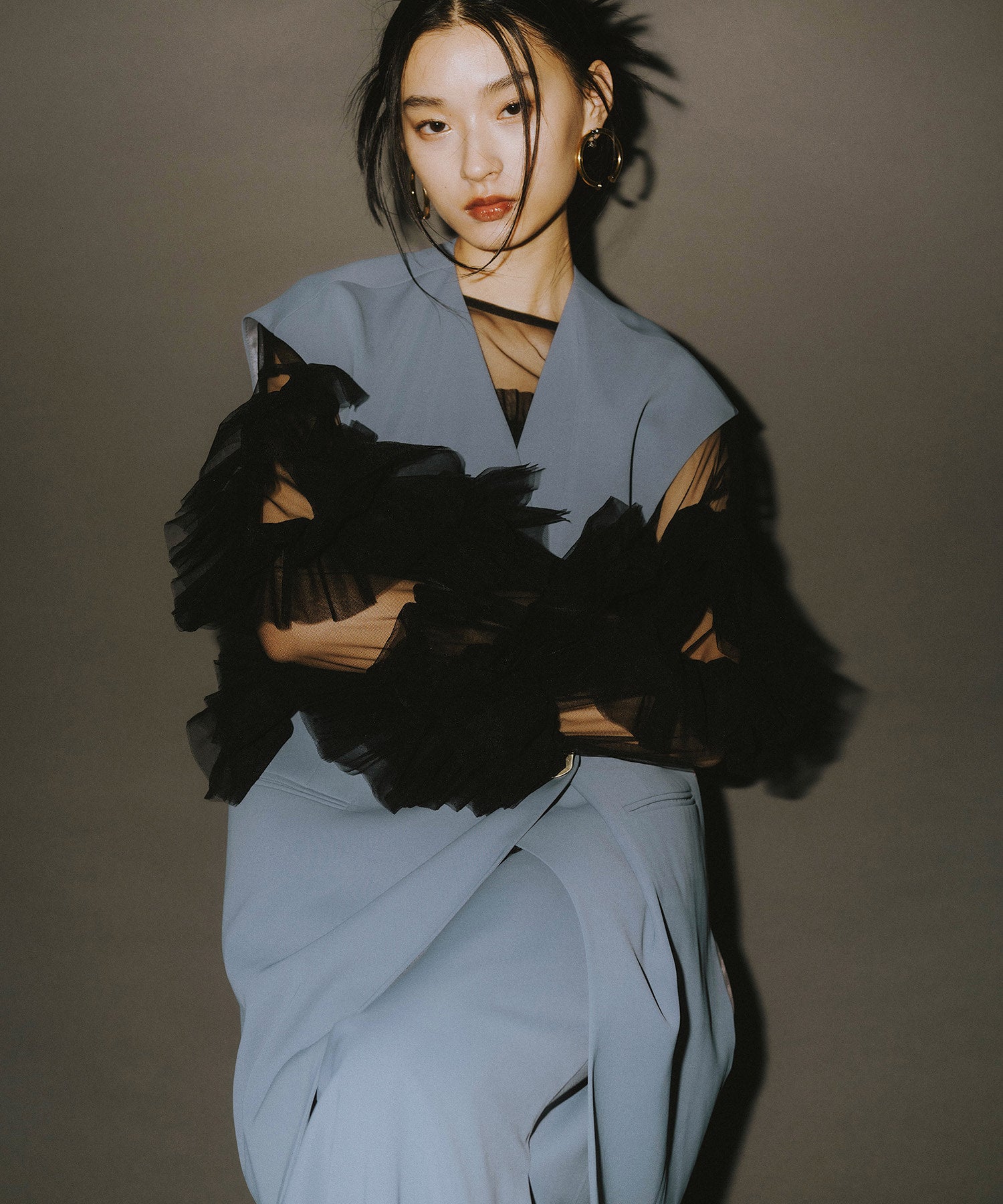 BACK SHEER GILET SETUP DRESS