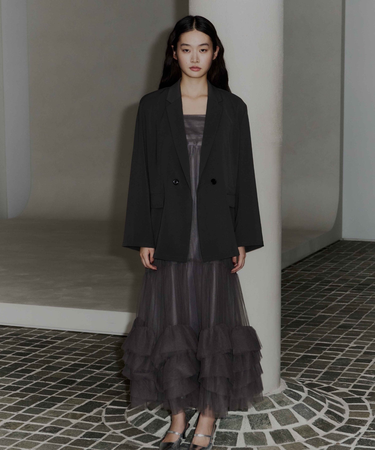 VOLUME TULLE JACKET SET DRESS