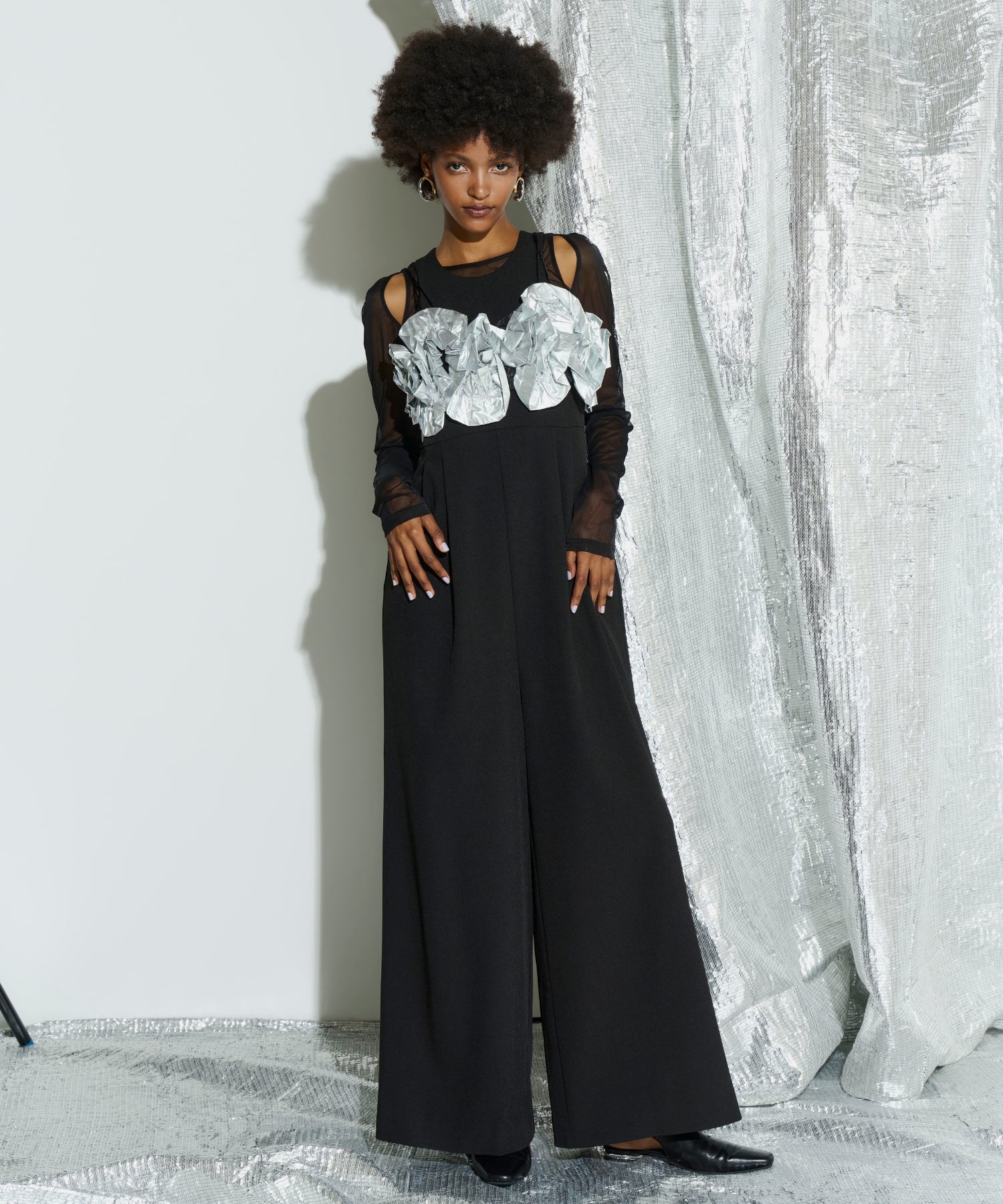RUFFLED BUSTIER PANTS DRESS