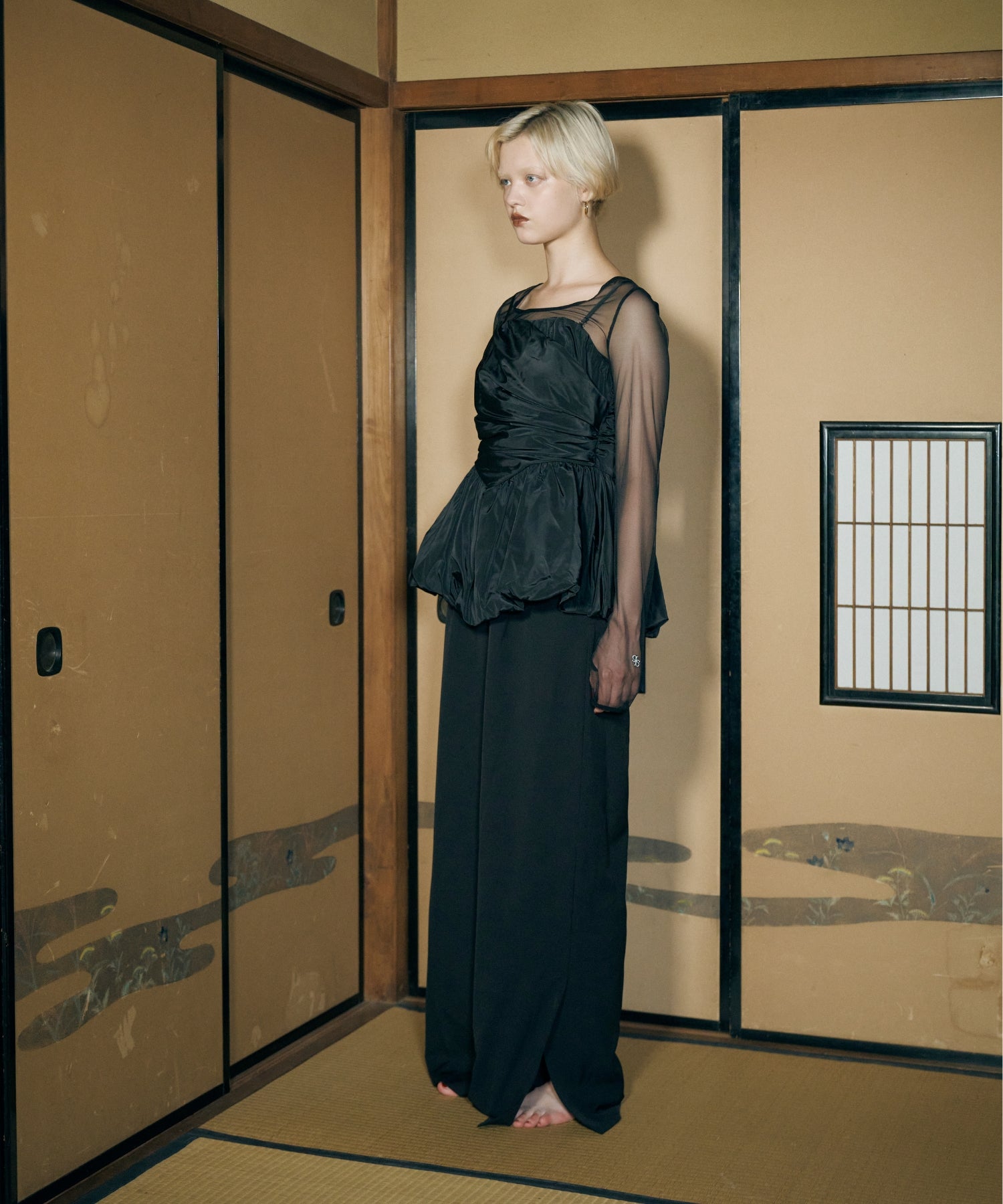 SHIRRING GATHER SETUP DRESS
