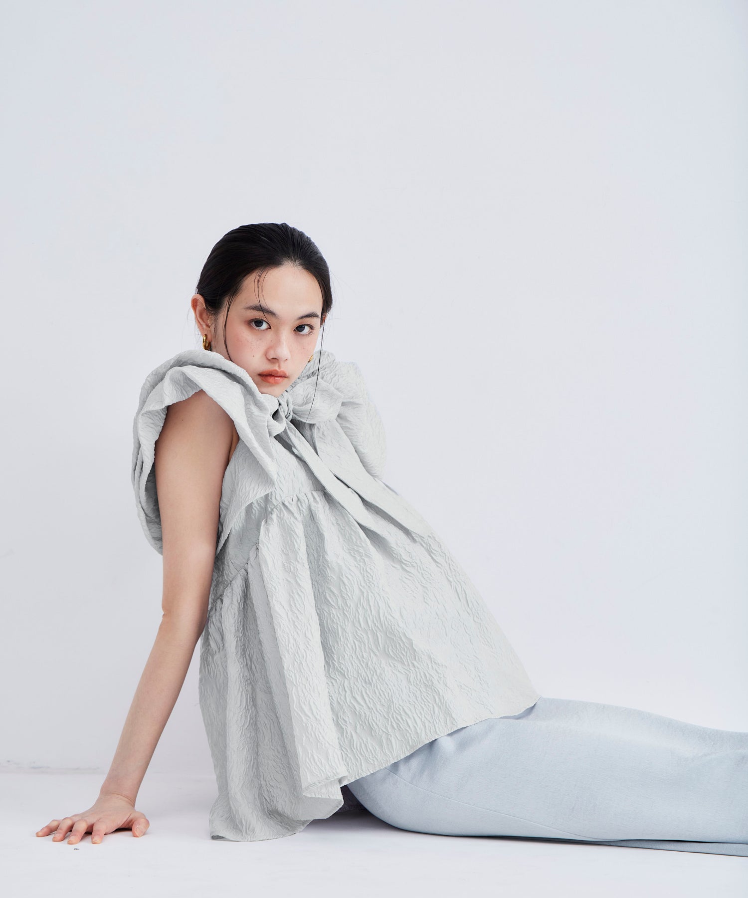 SHEER JACQUARD PEPLUM TOPS