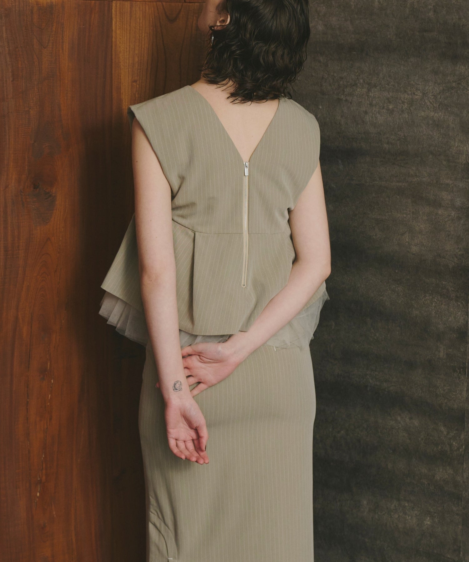 PINSTRIPE PEPLUM SETUP DRESS