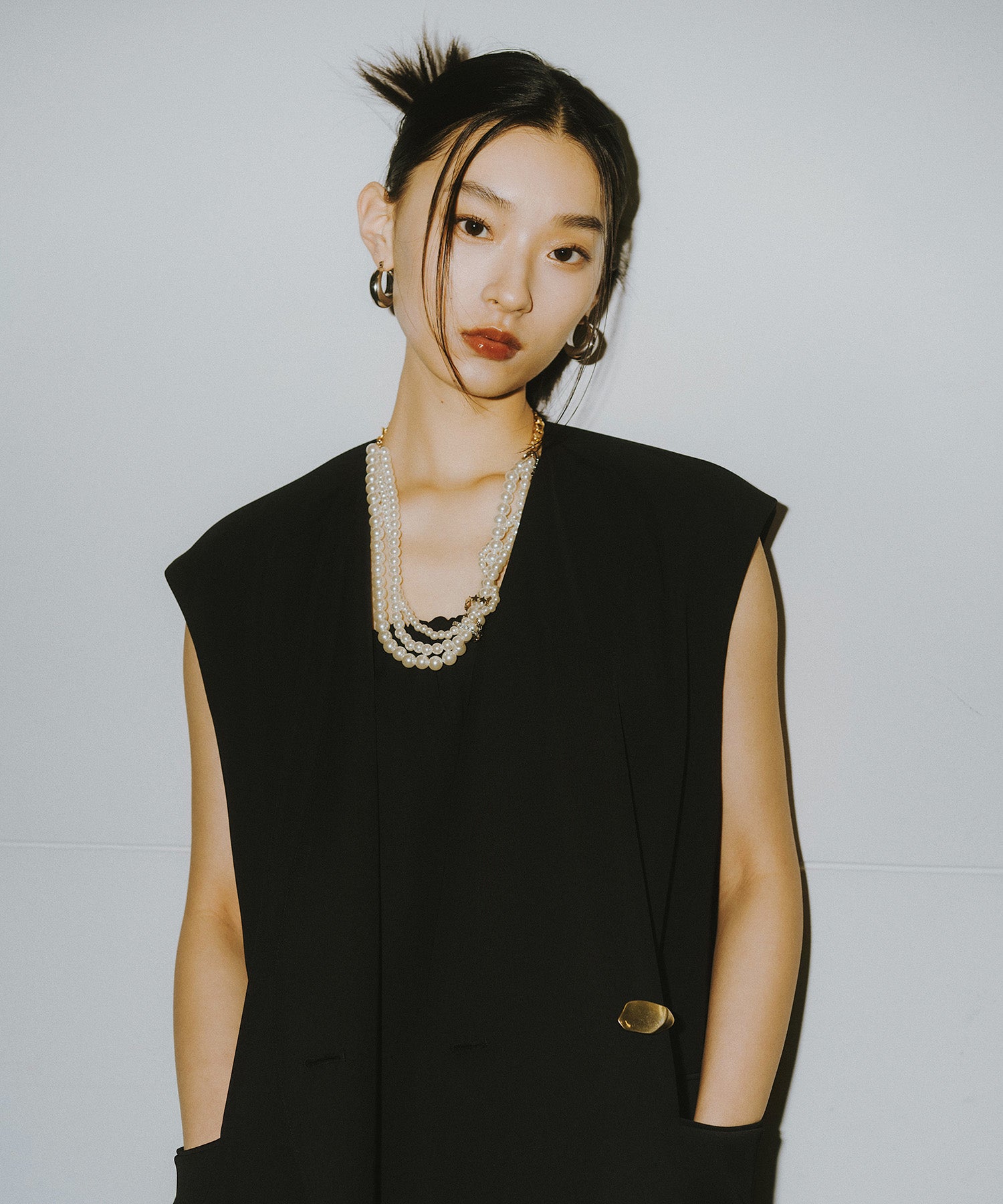 BACK SHEER GILET SETUP DRESS