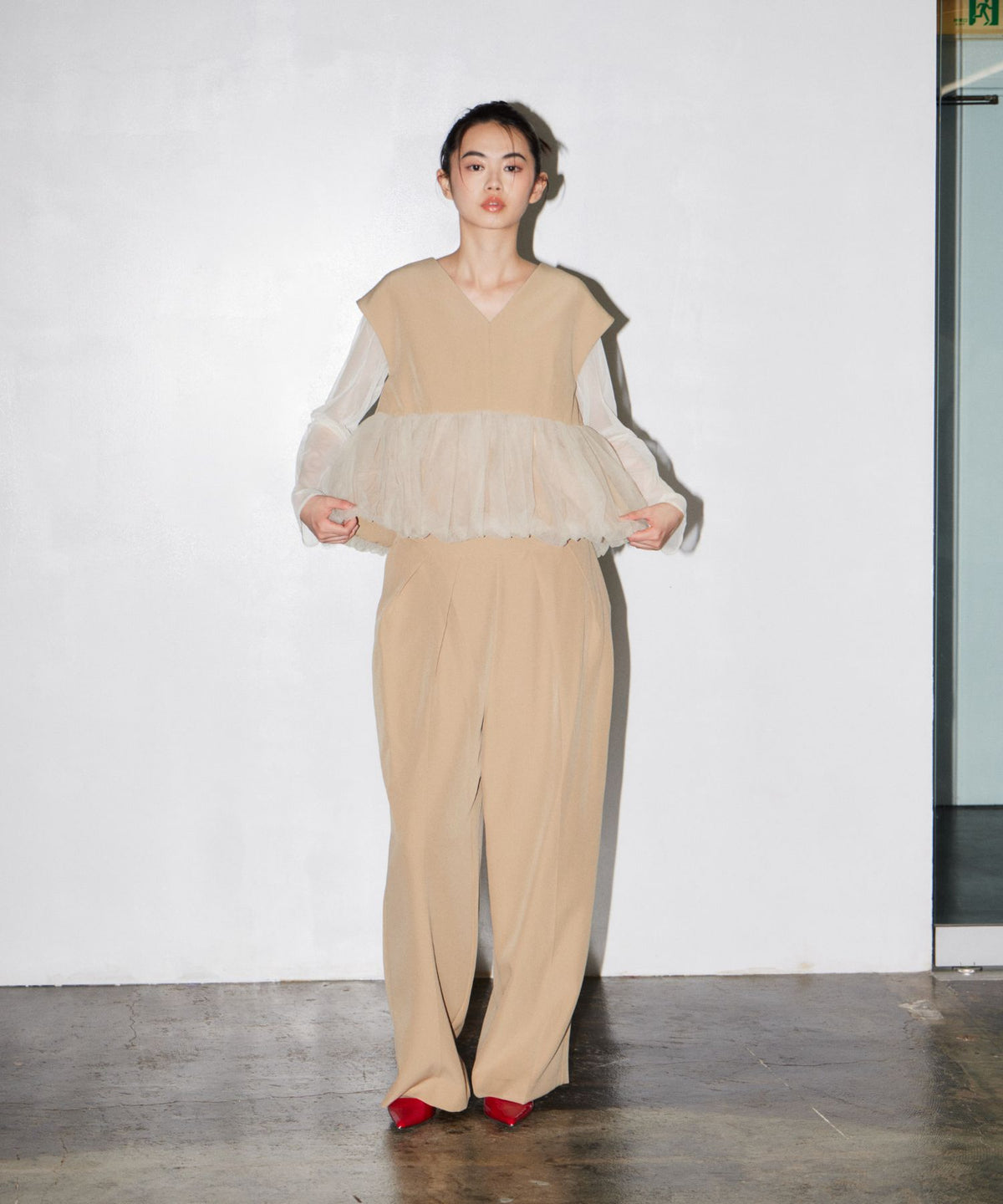 PEPLUM TULLE SET UP PANTS DRESS