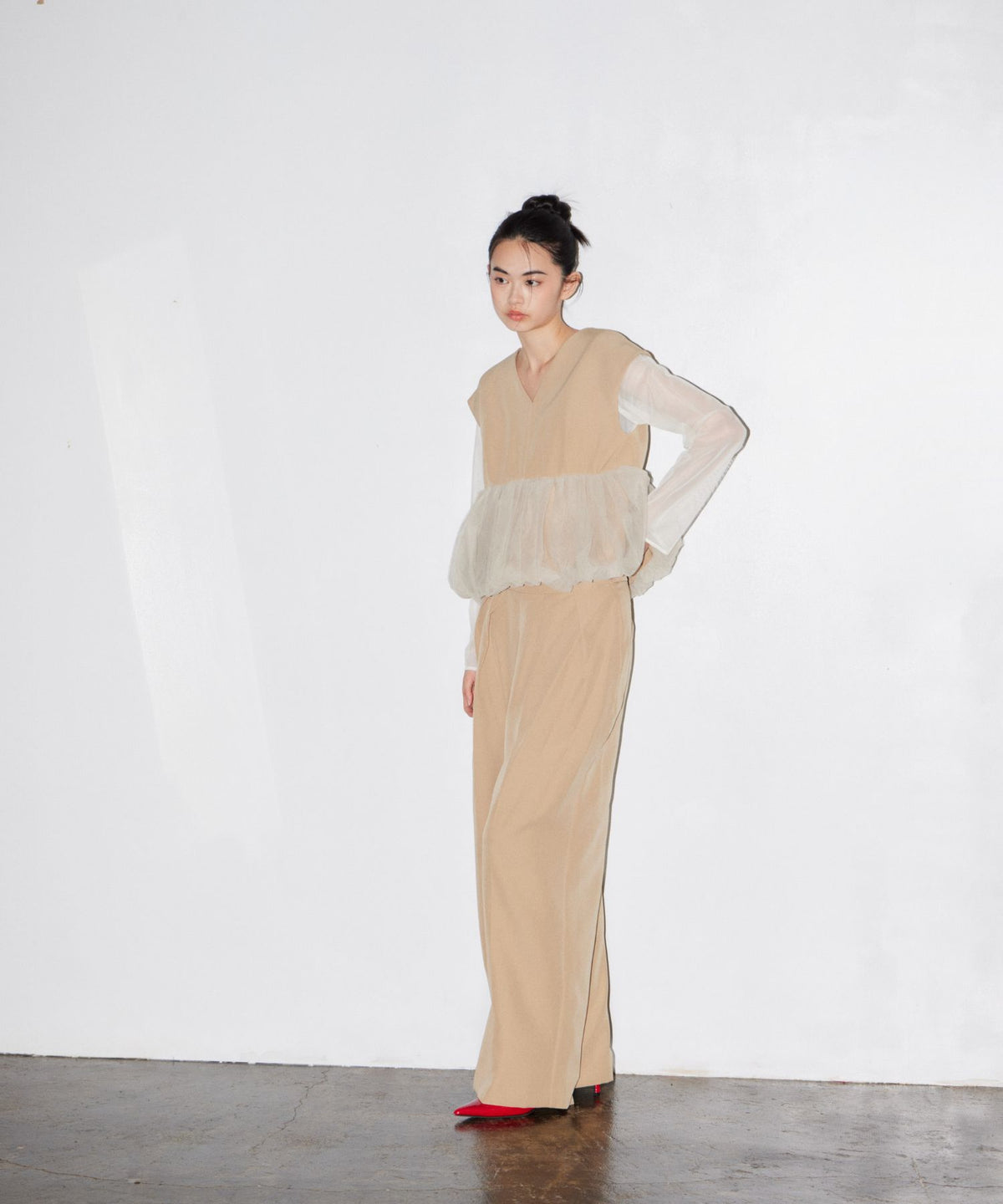 PEPLUM TULLE SET UP PANTS DRESS