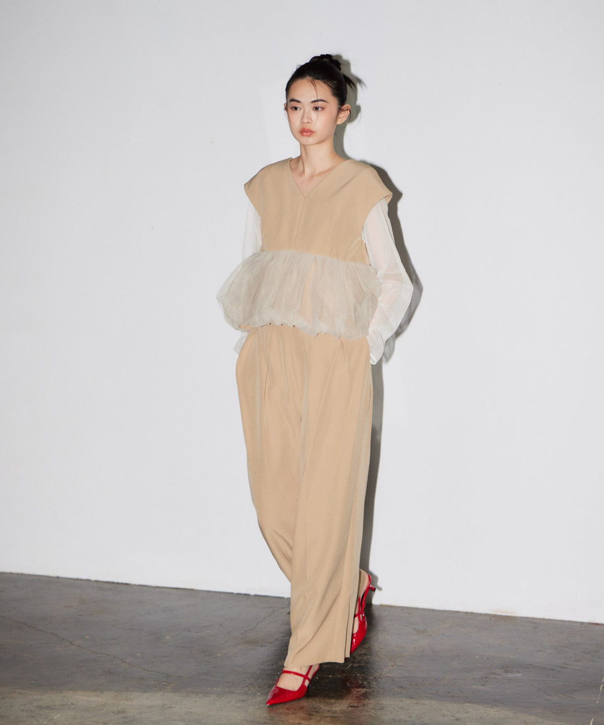 PEPLUM TULLE SET UP PANTS DRESS