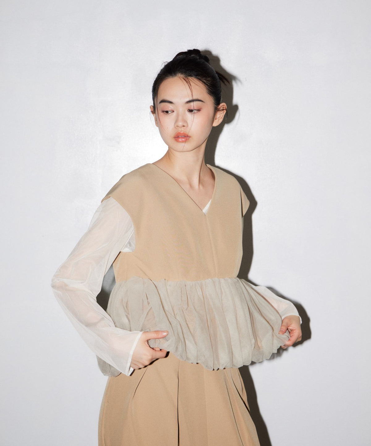 PEPLUM TULLE SET UP PANTS DRESS