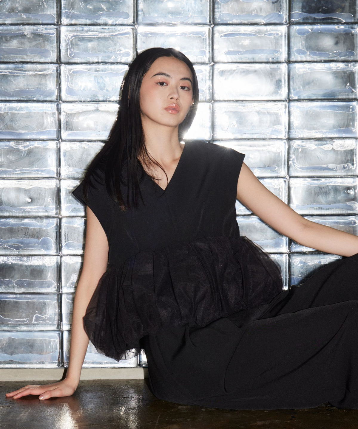 PEPLUM TULLE SET UP PANTS DRESS