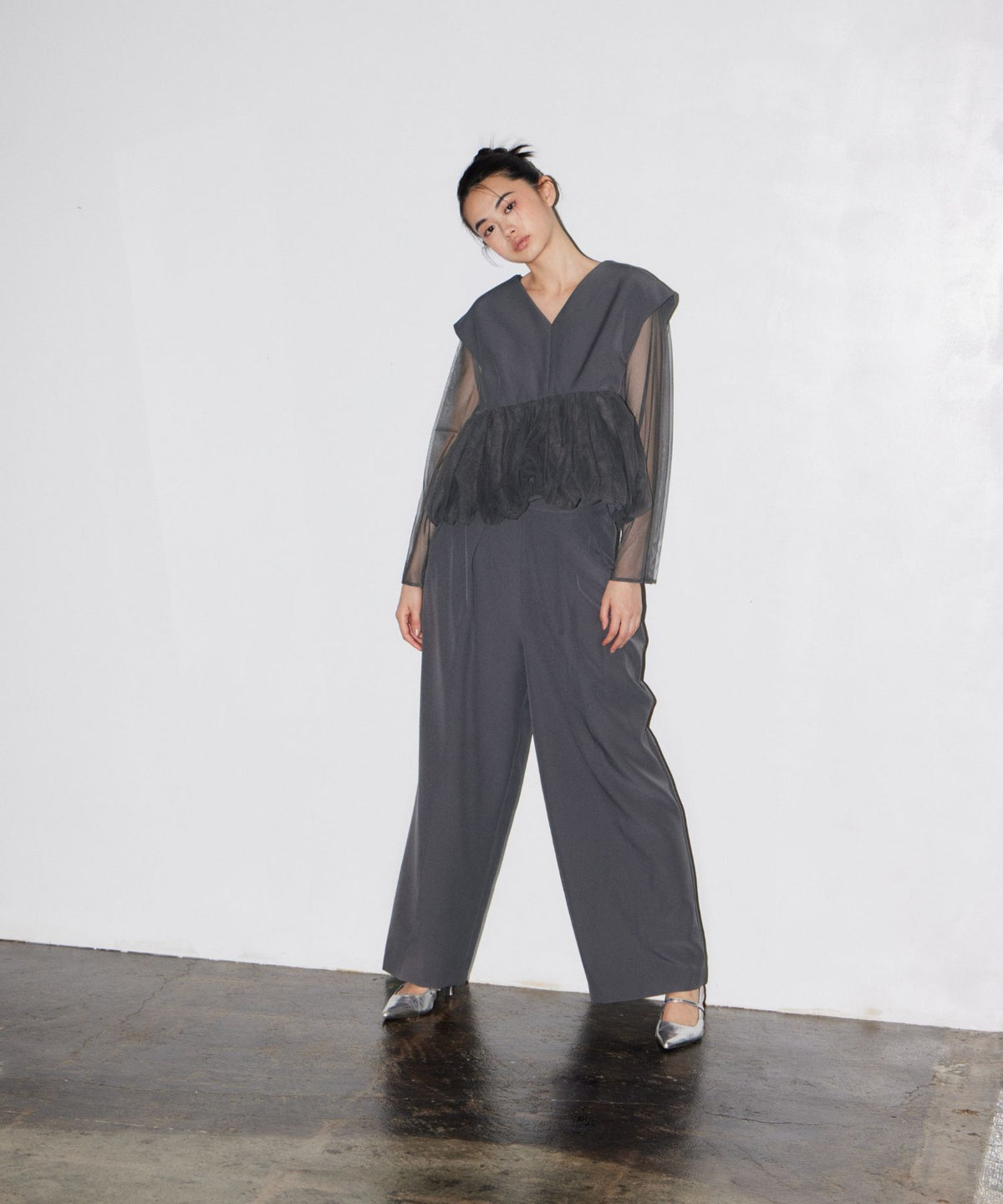 PEPLUM TULLE SET UP PANTS DRESS
