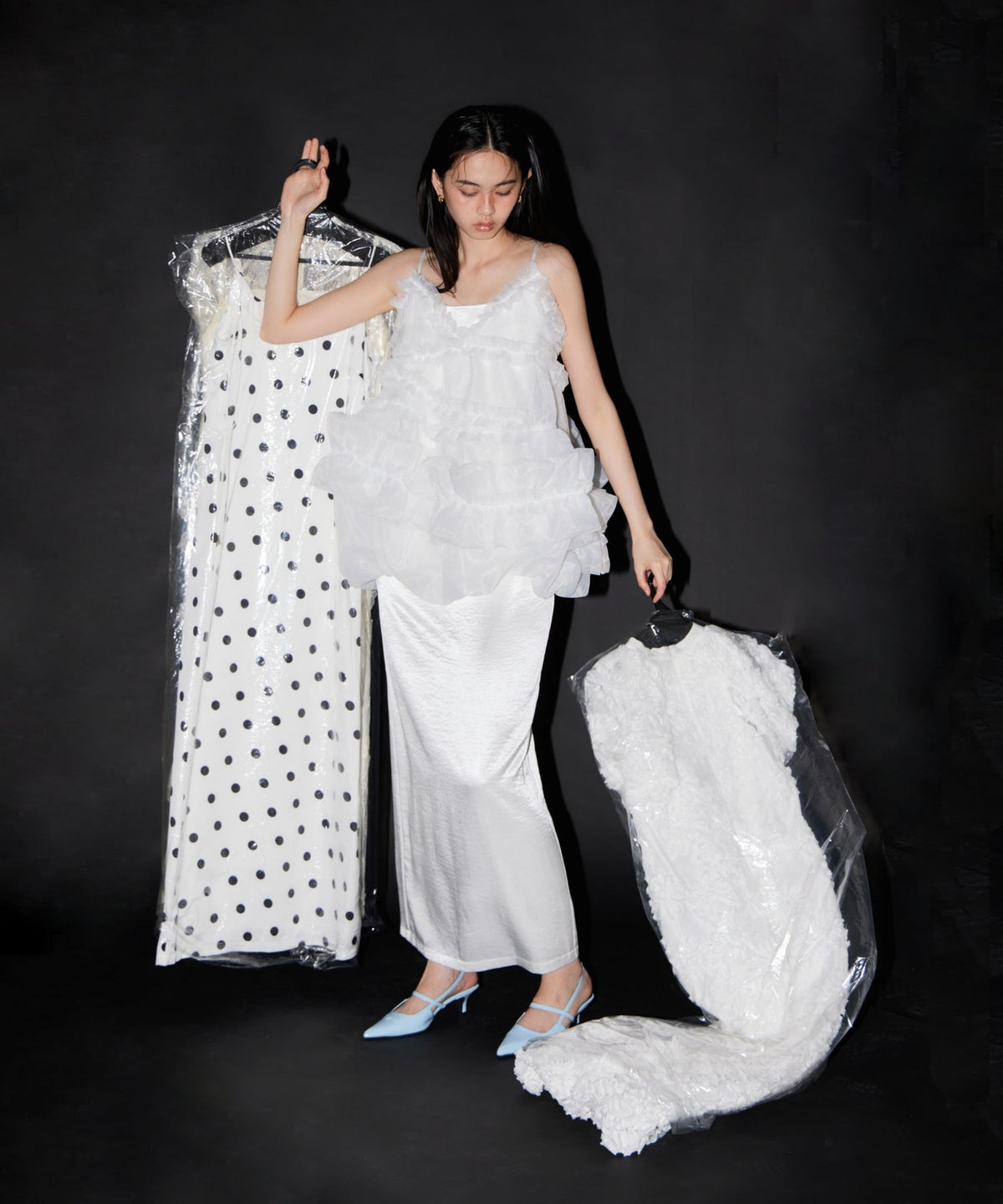【POPUP】GLOSSY SATIN BACK RIBBON DRESS