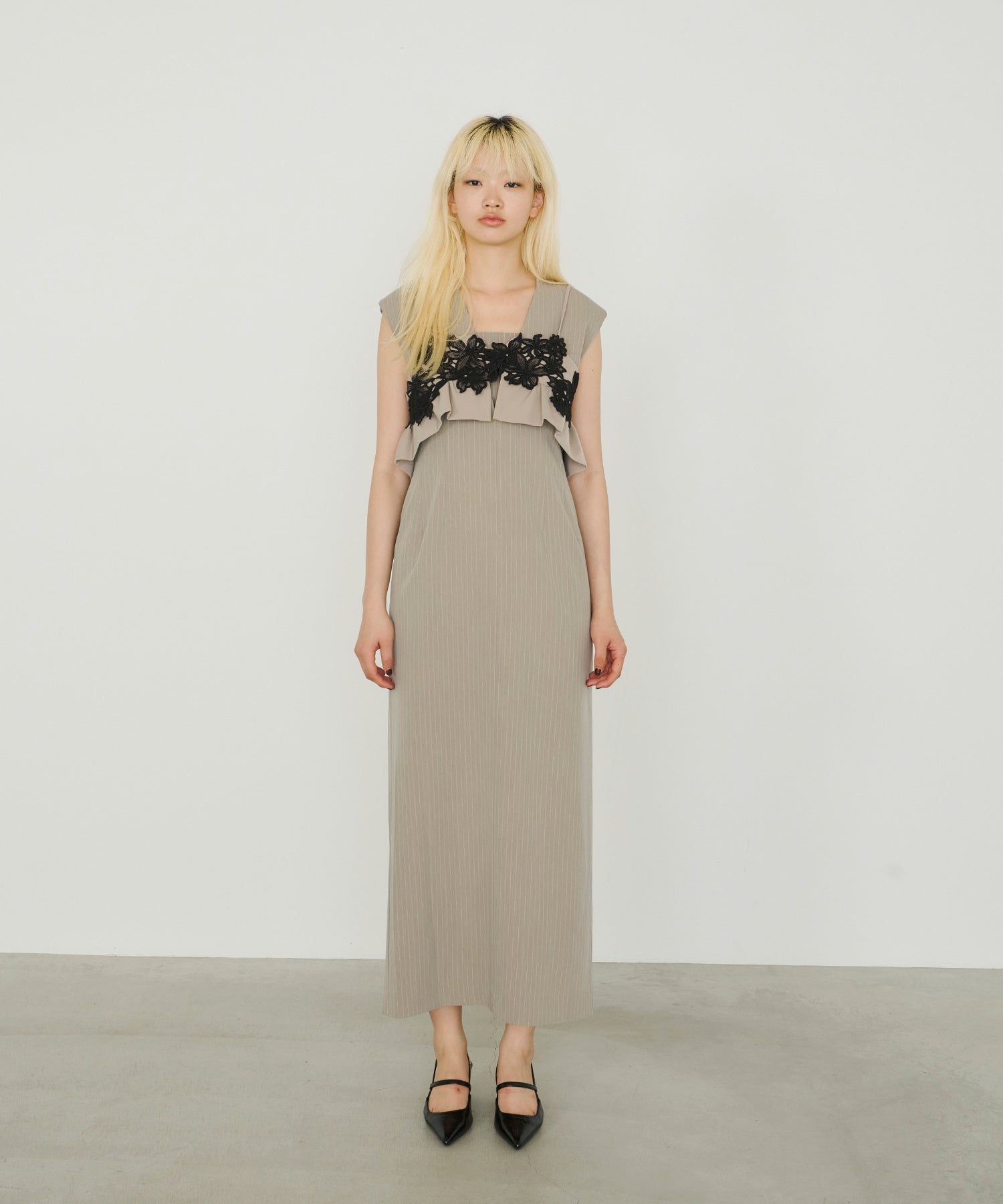 PINSTRIPE SLEEVELESS BUSTIER DRESS