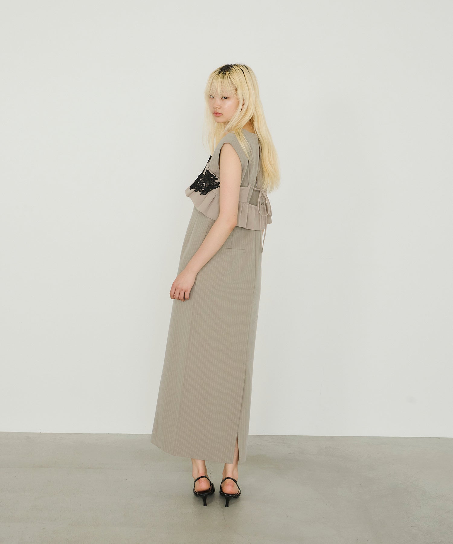 PINSTRIPE SLEEVELESS BUSTIER DRESS