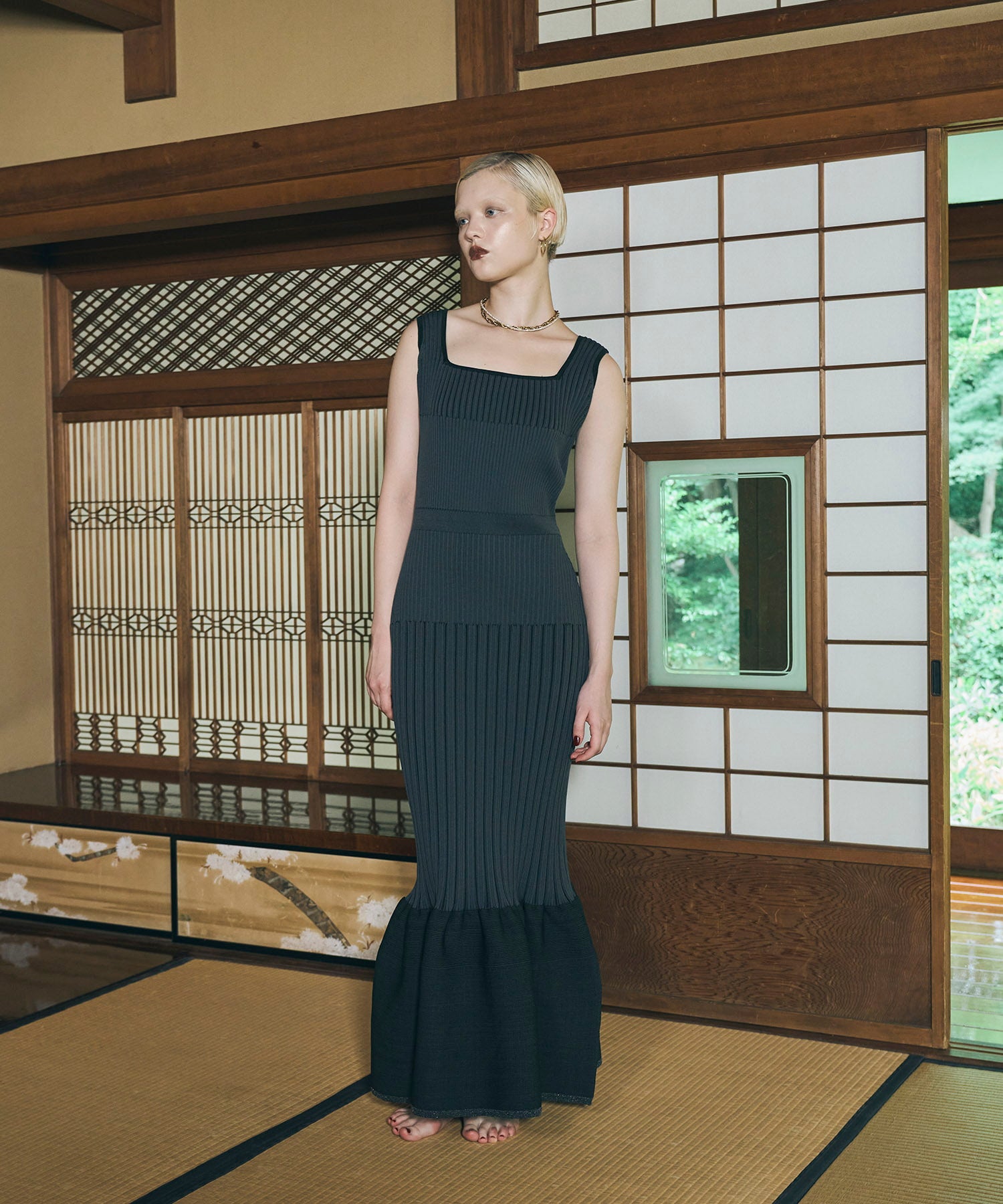 MERMAID HEM RIB KNIT DRESS
