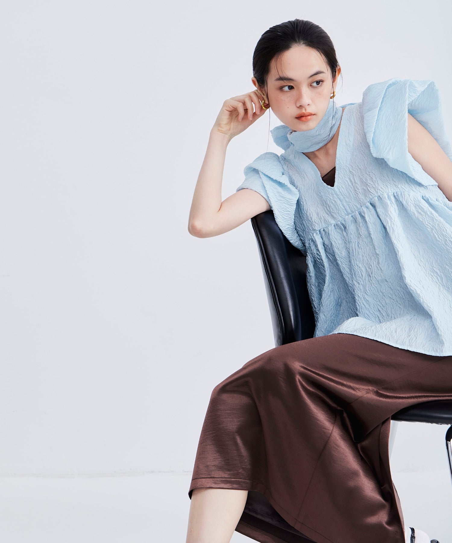 SHEER JACQUARD PEPLUM TOPS