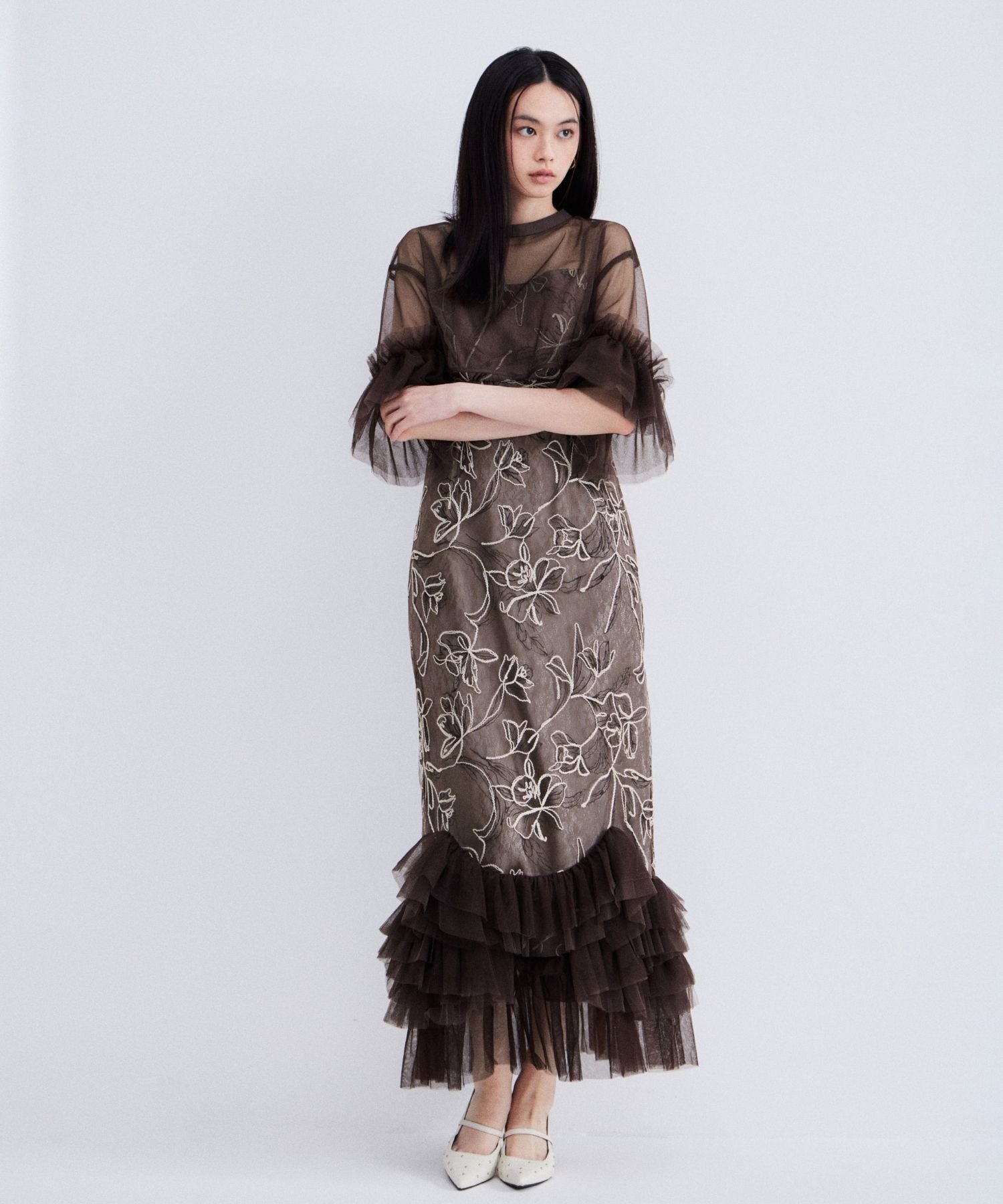 EMBROIDERY FRILL SET DRESS