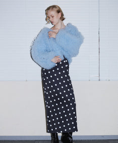 VOLUME TULLE JACKET  ブルー 正面全身ポーズ