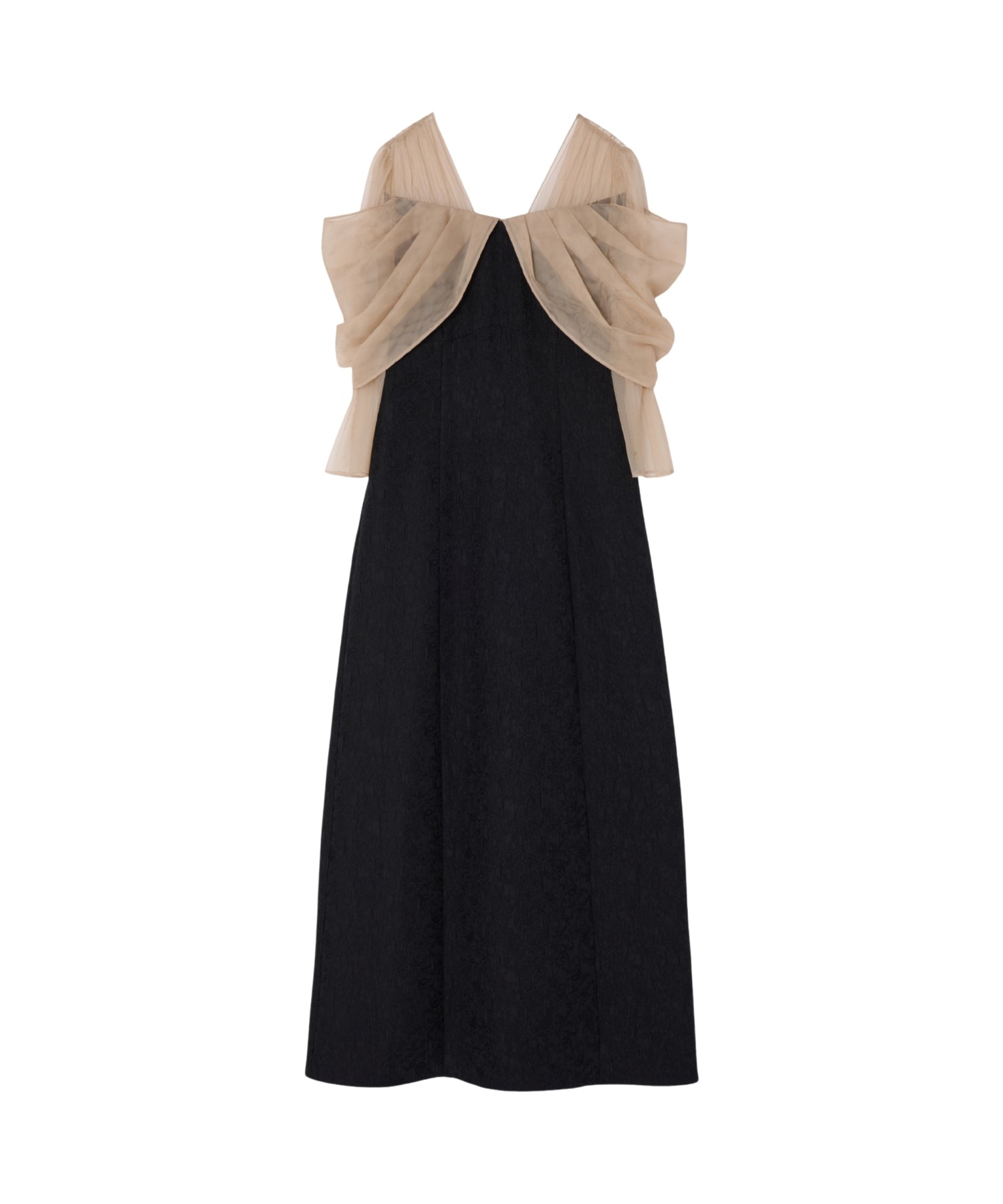 TULLE DRAPE JACQUARD DRESS