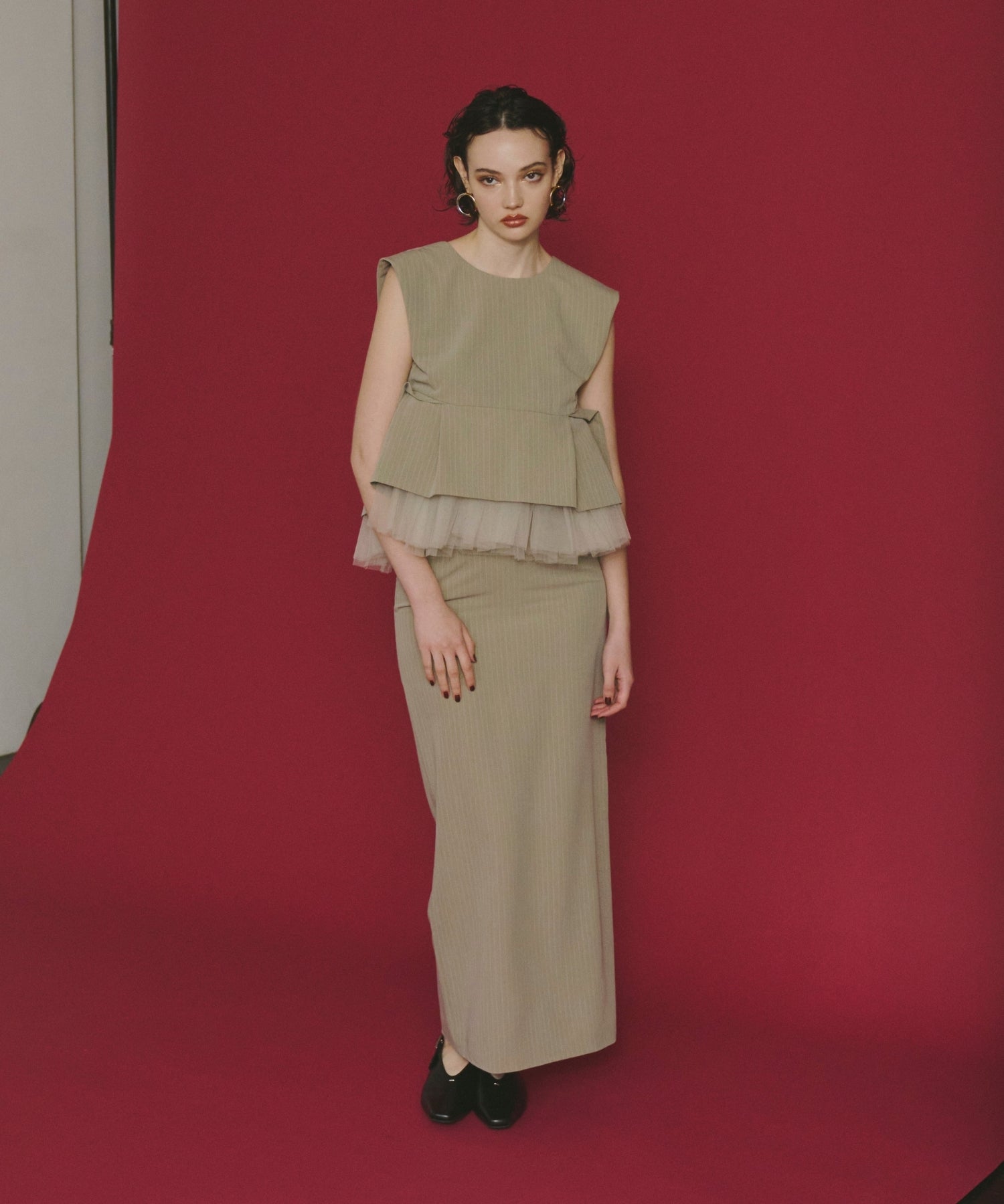 PINSTRIPE PEPLUM SETUP DRESS