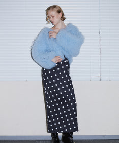 VOLUME TULLE JACKET  ブルー 正面全身ポーズ