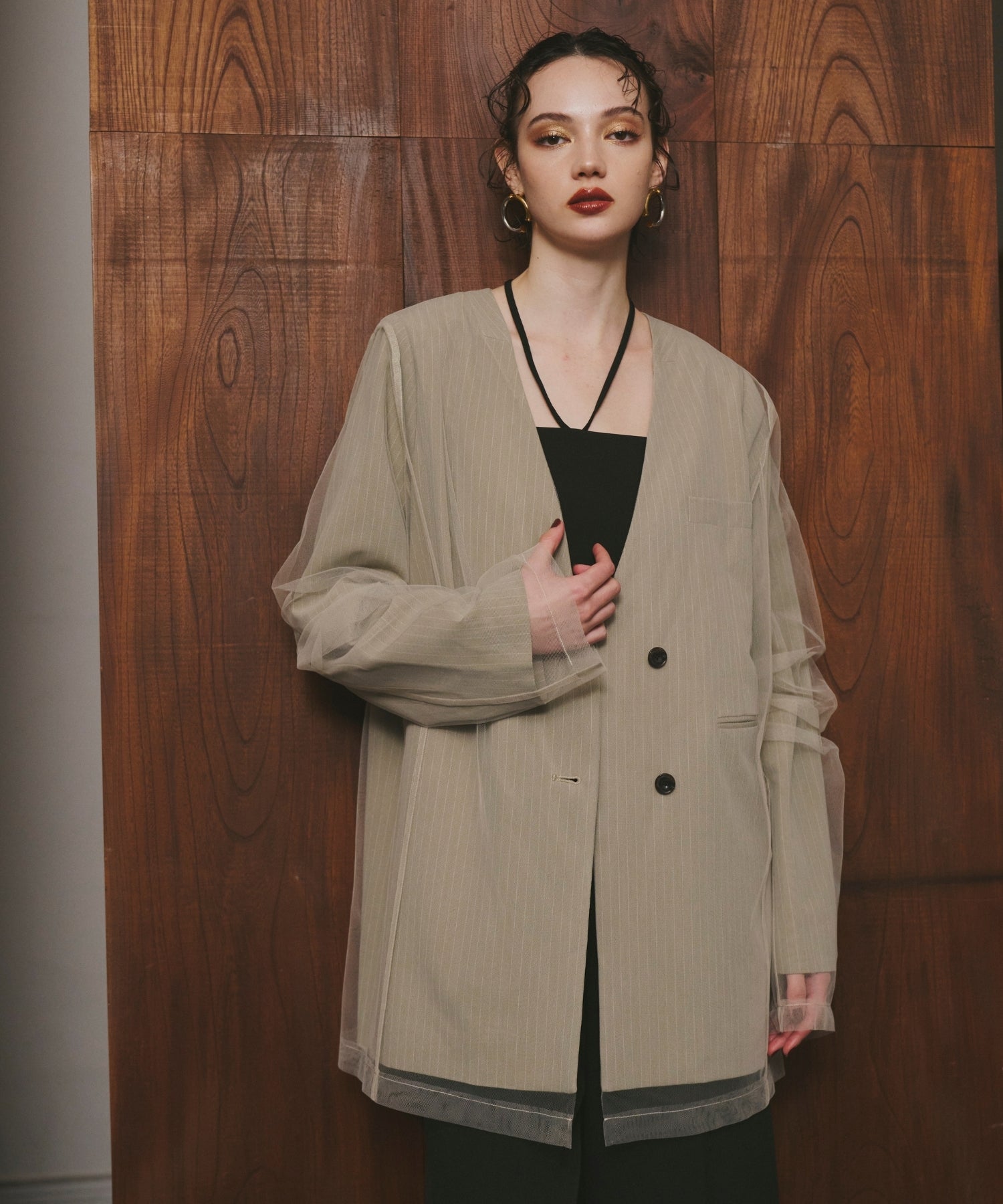 STRIPE LAYERED TULLE JACKET