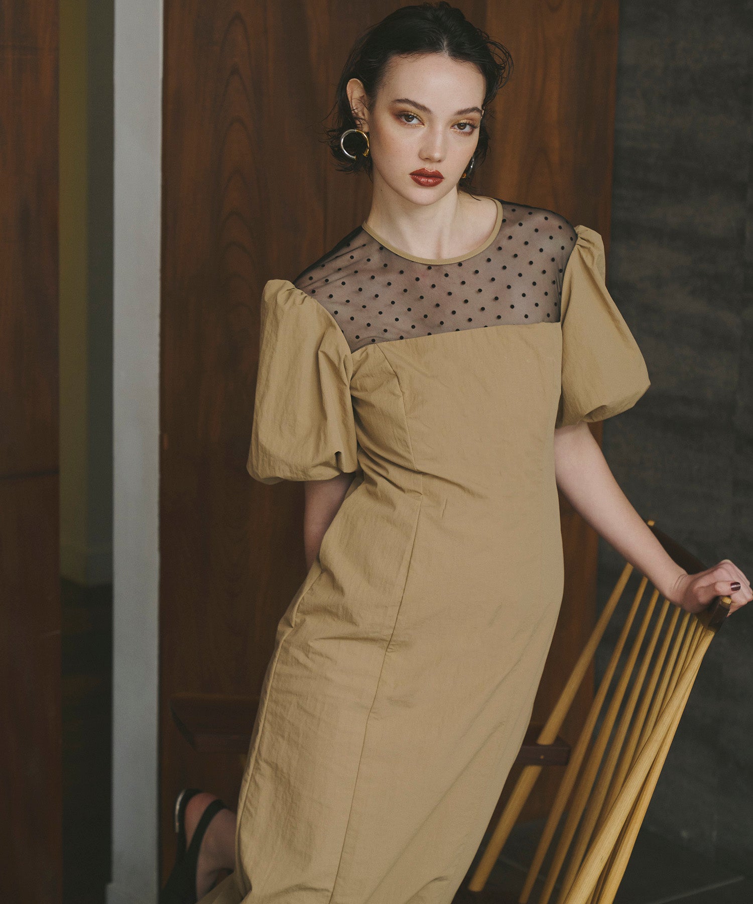 DECOLLETE DOT DRESS