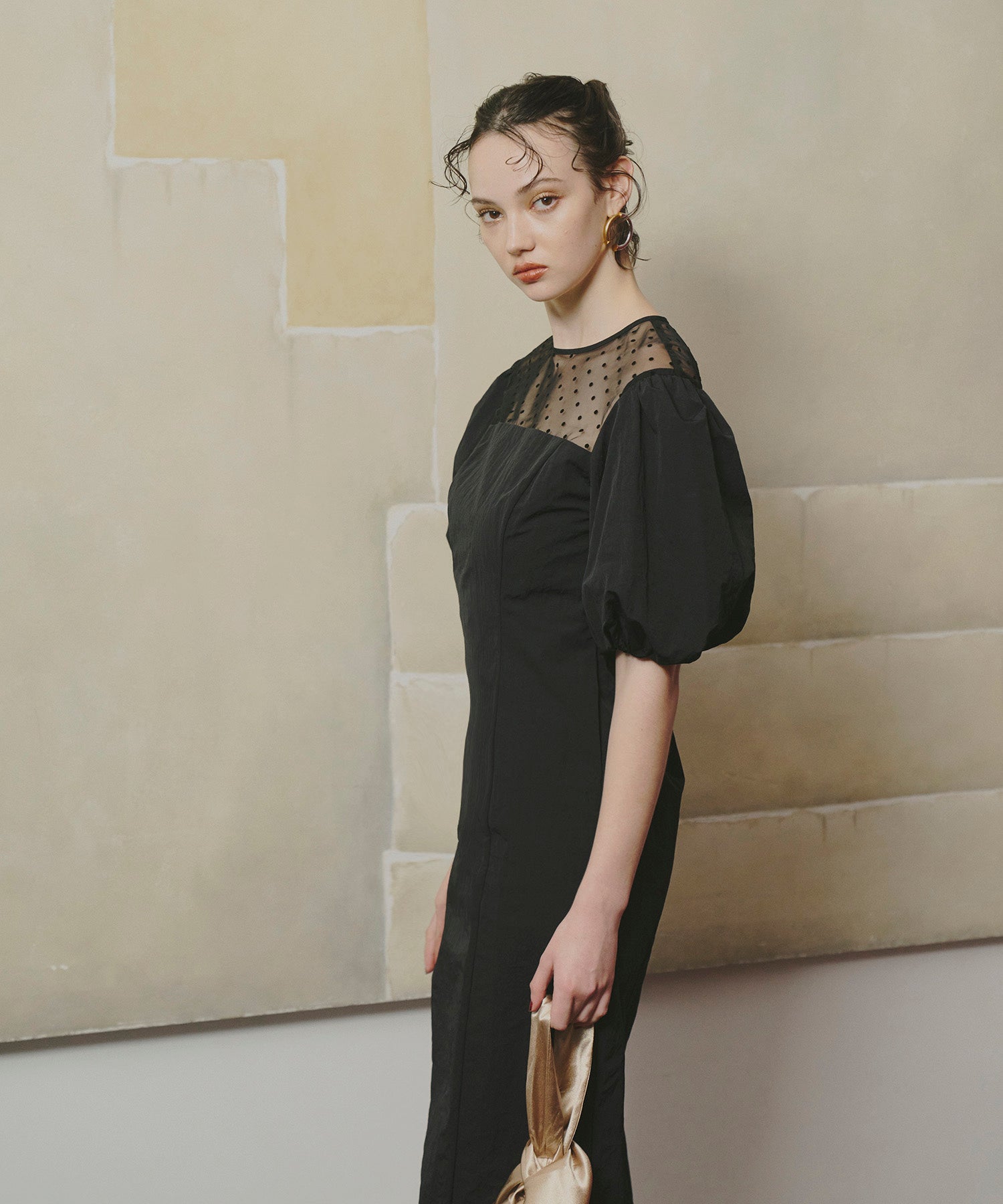 DECOLLETE DOT DRESS