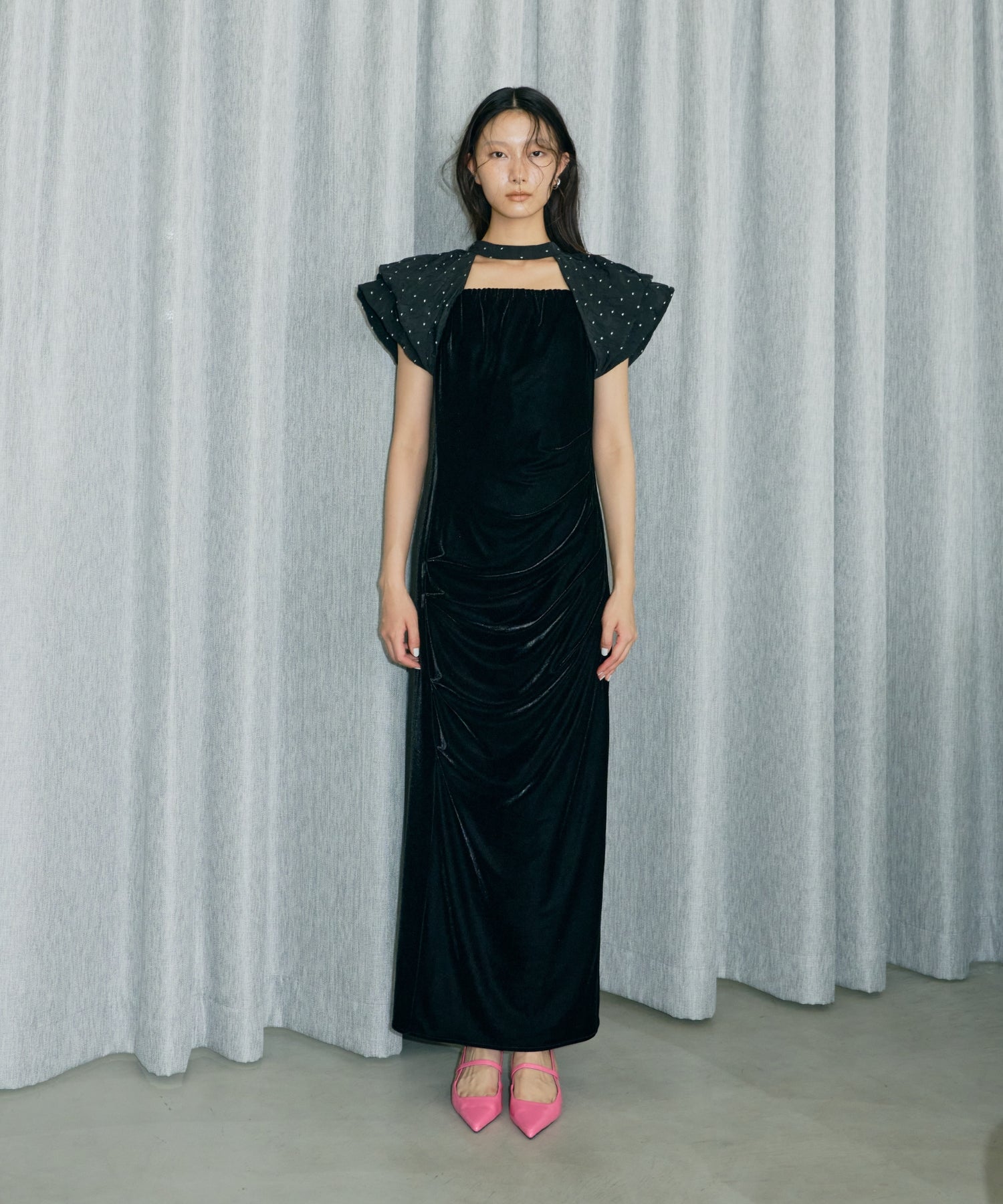 DRAPE VELOUR DRESS