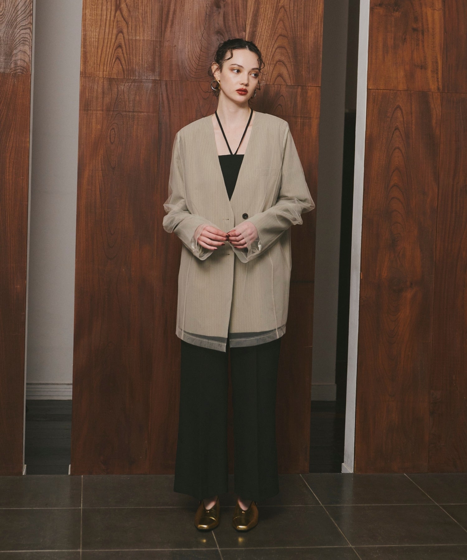 STRIPE LAYERED TULLE JACKET