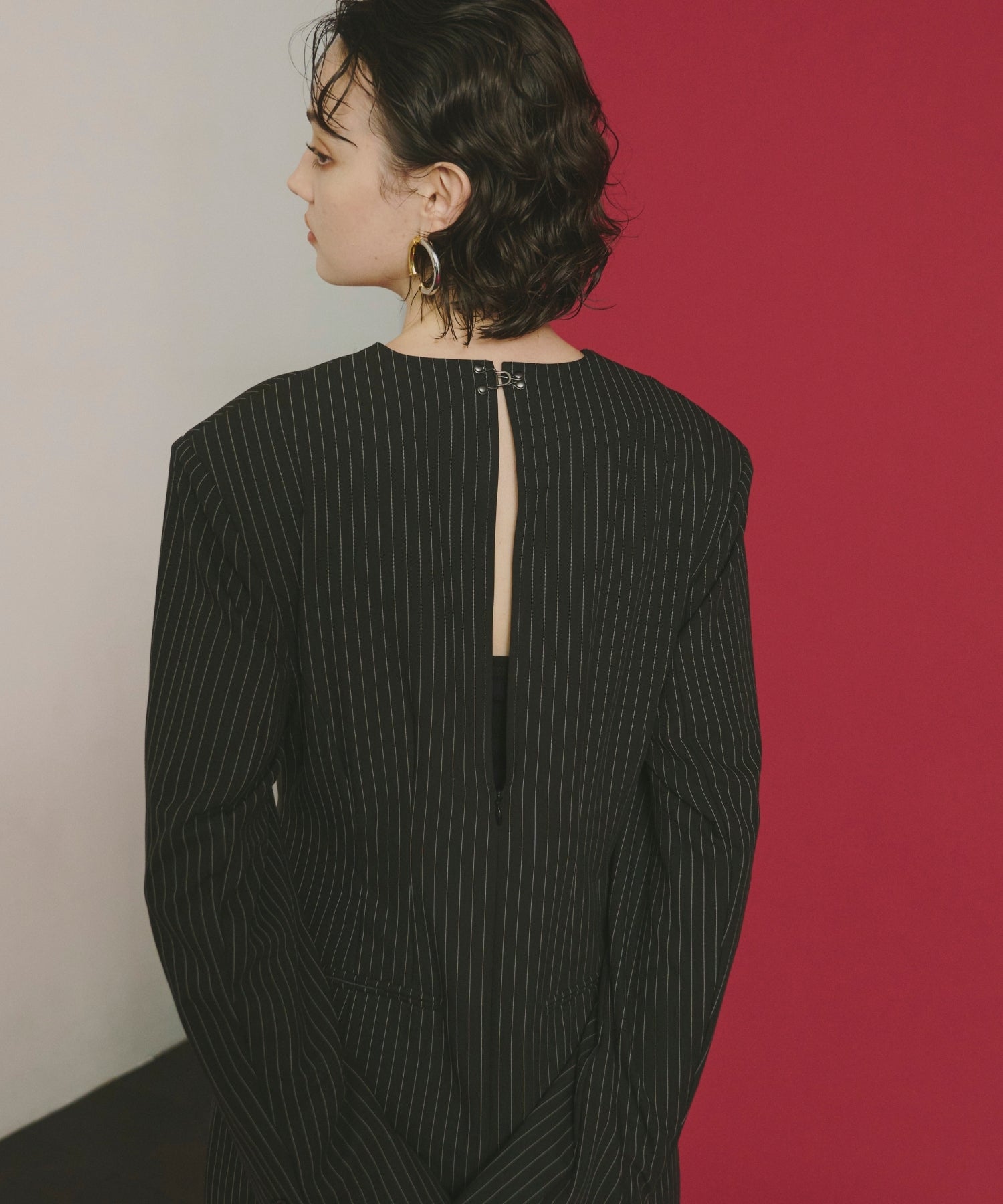 PINSTRIPE TAILORED BUSTIER DRESS
