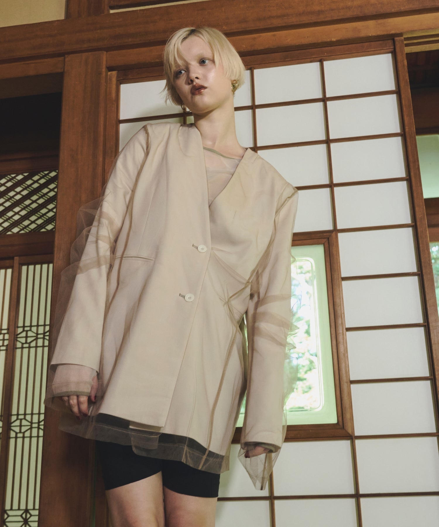 BOXY LAYERED TULLE JACKET