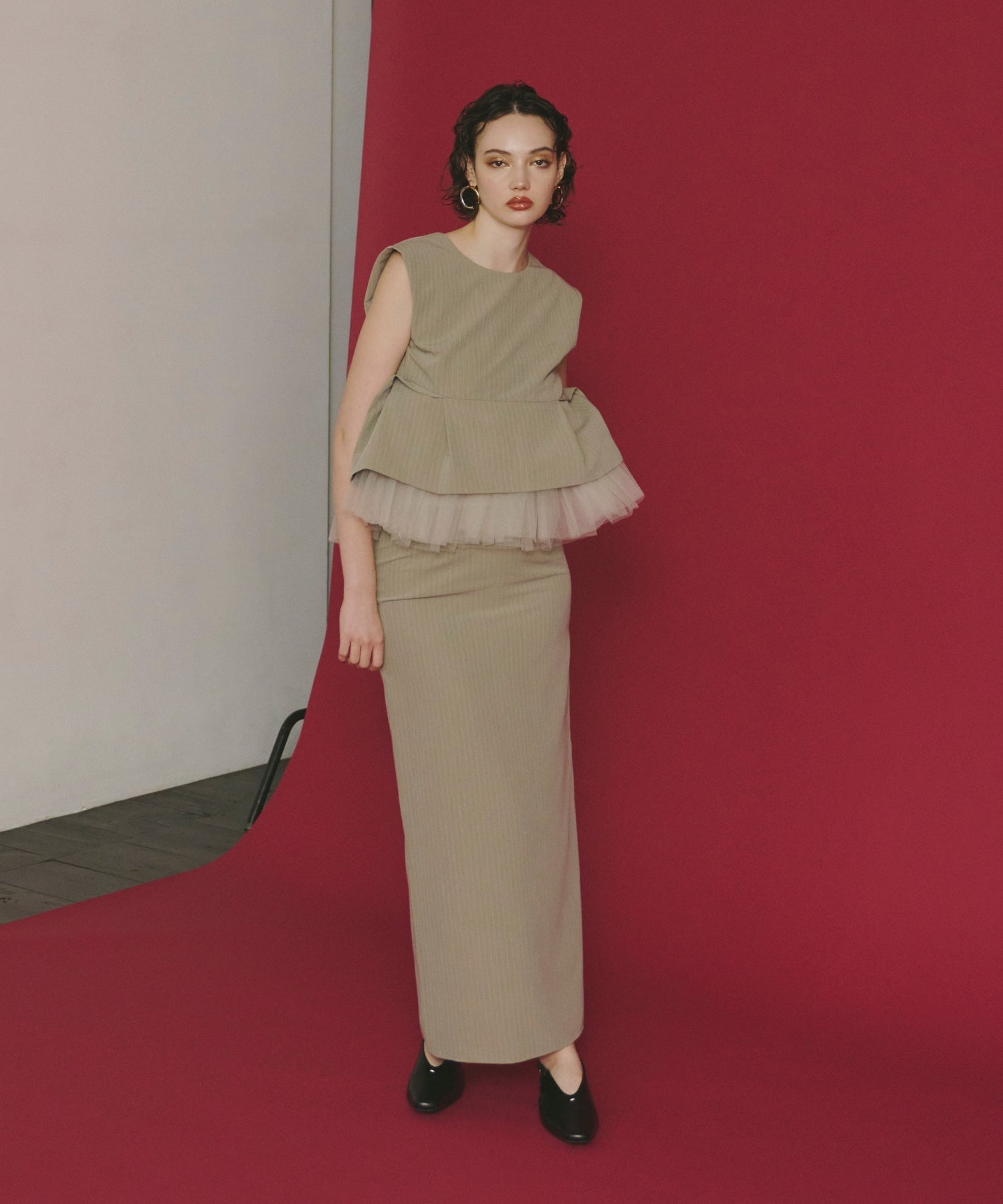 PINSTRIPE PEPLUM SETUP DRESS