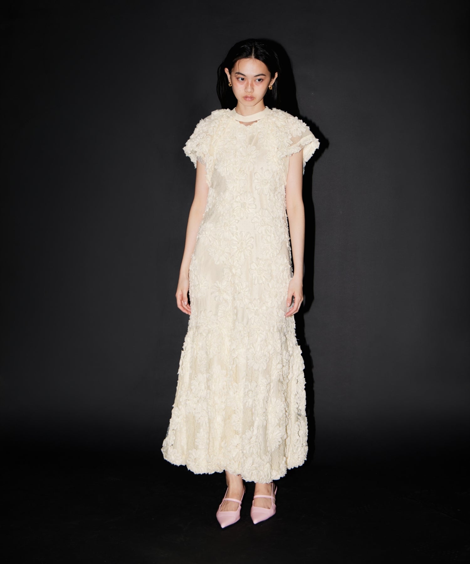 ANDRESD 新作　フラワーバルーンドレス/アイボリー FLOWER BALLOON DRESS