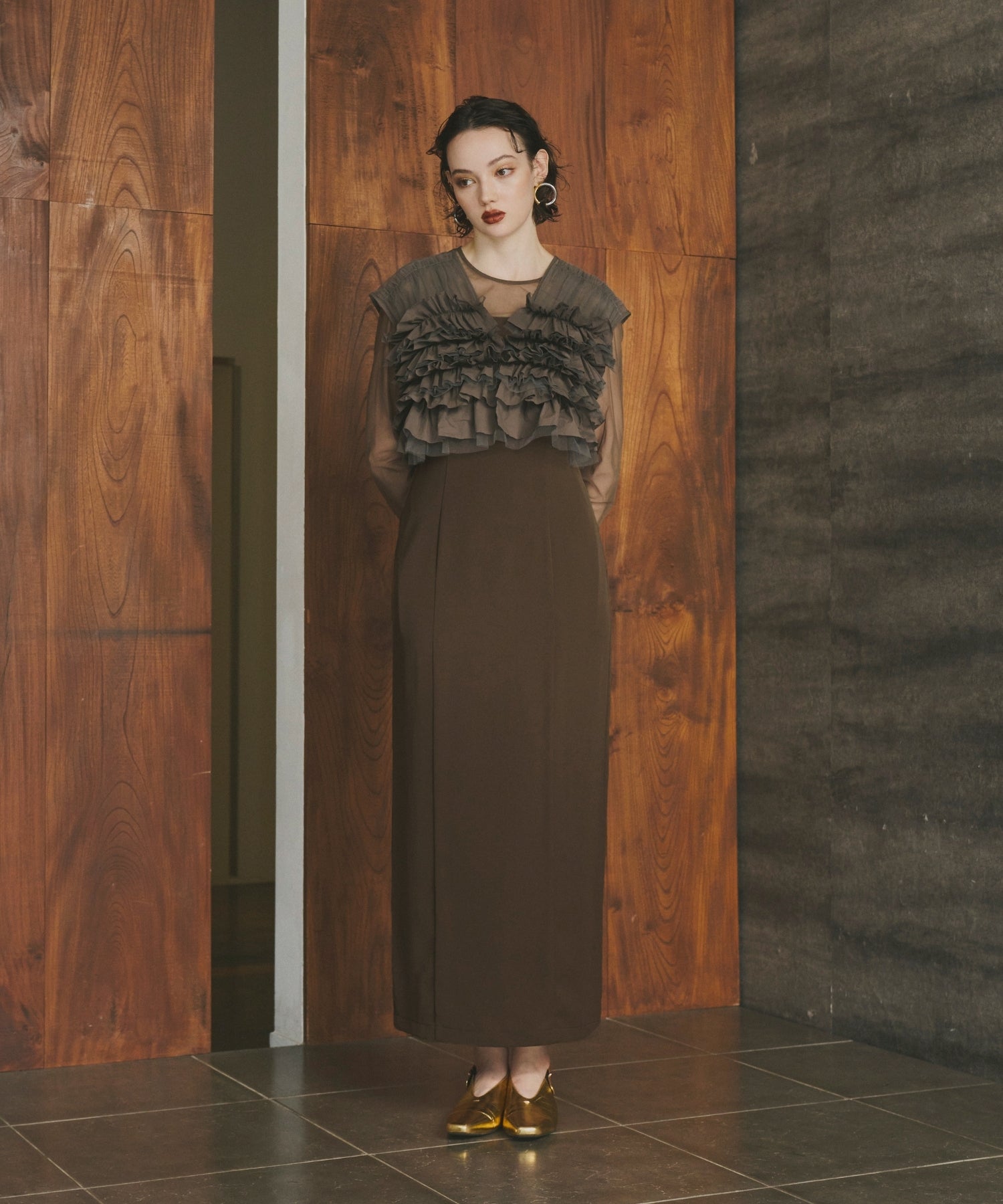 TAFFETA TULLE VEST SET DRESS