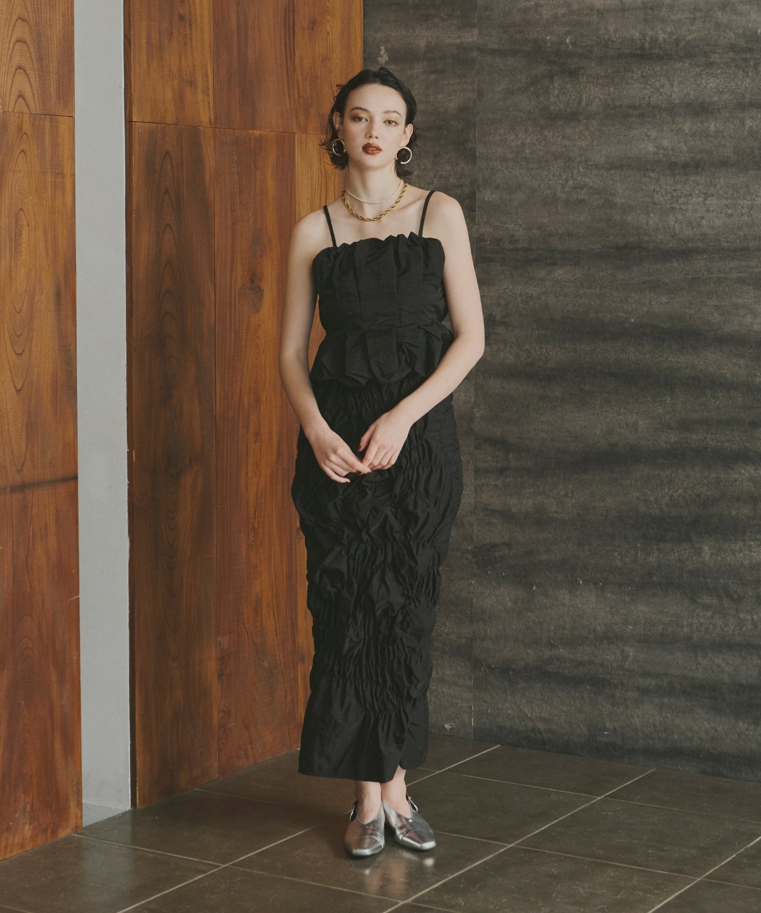 スーツ・フォーマル・ドレス andresd random shirring setup dress RANDOM SHIRRING SETUP DRESS
