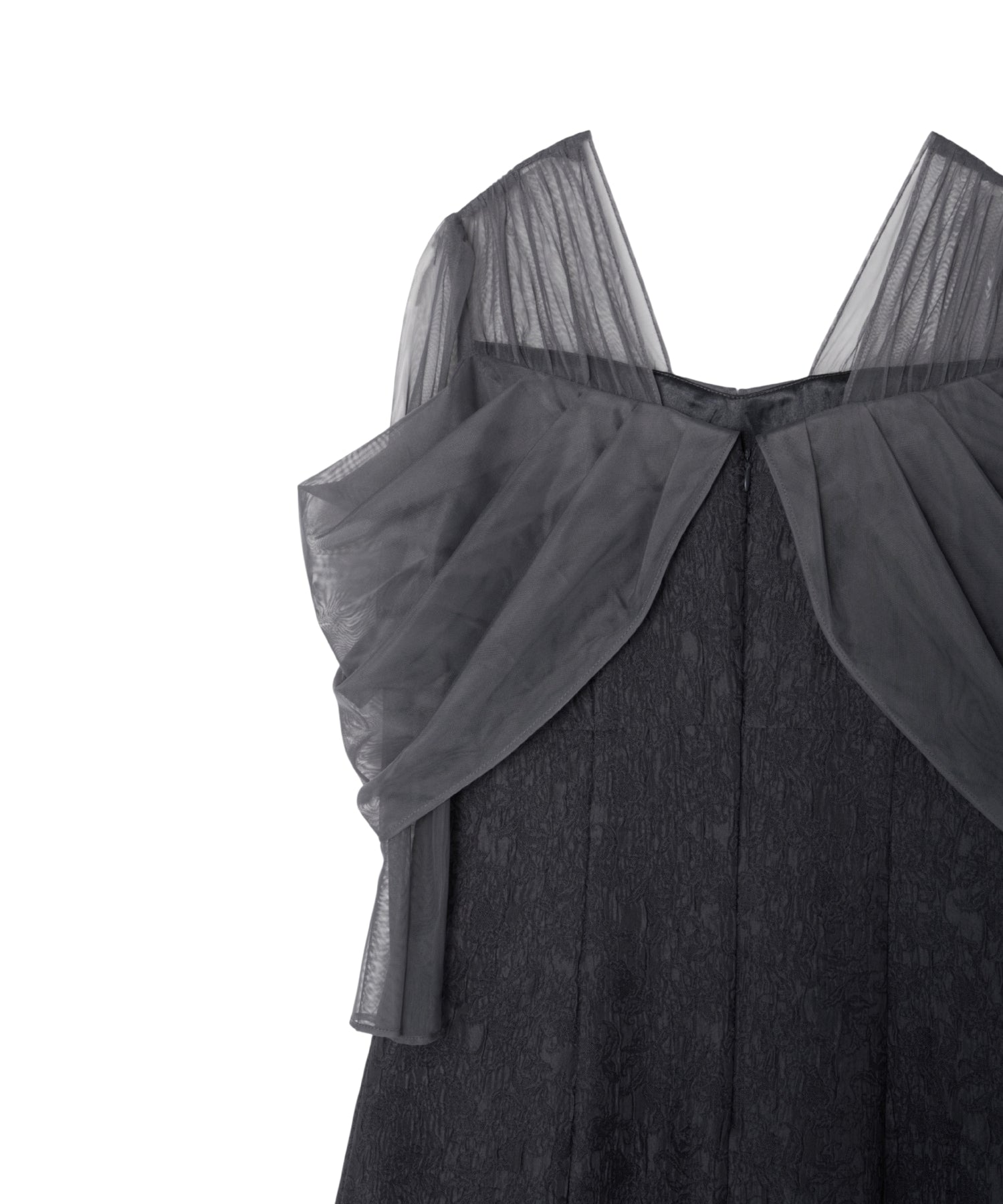 TULLE DRAPE JACQUARD DRESS