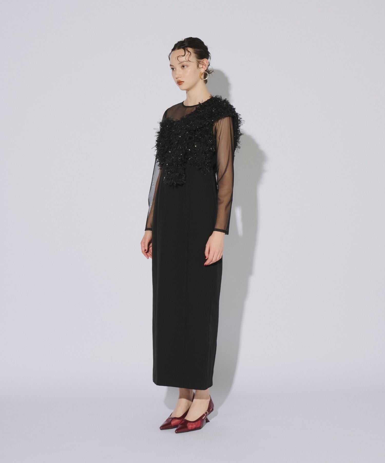 ANDRESDフリンジグリッターノットドレス FRINGE GLITTER KNOT DRESS