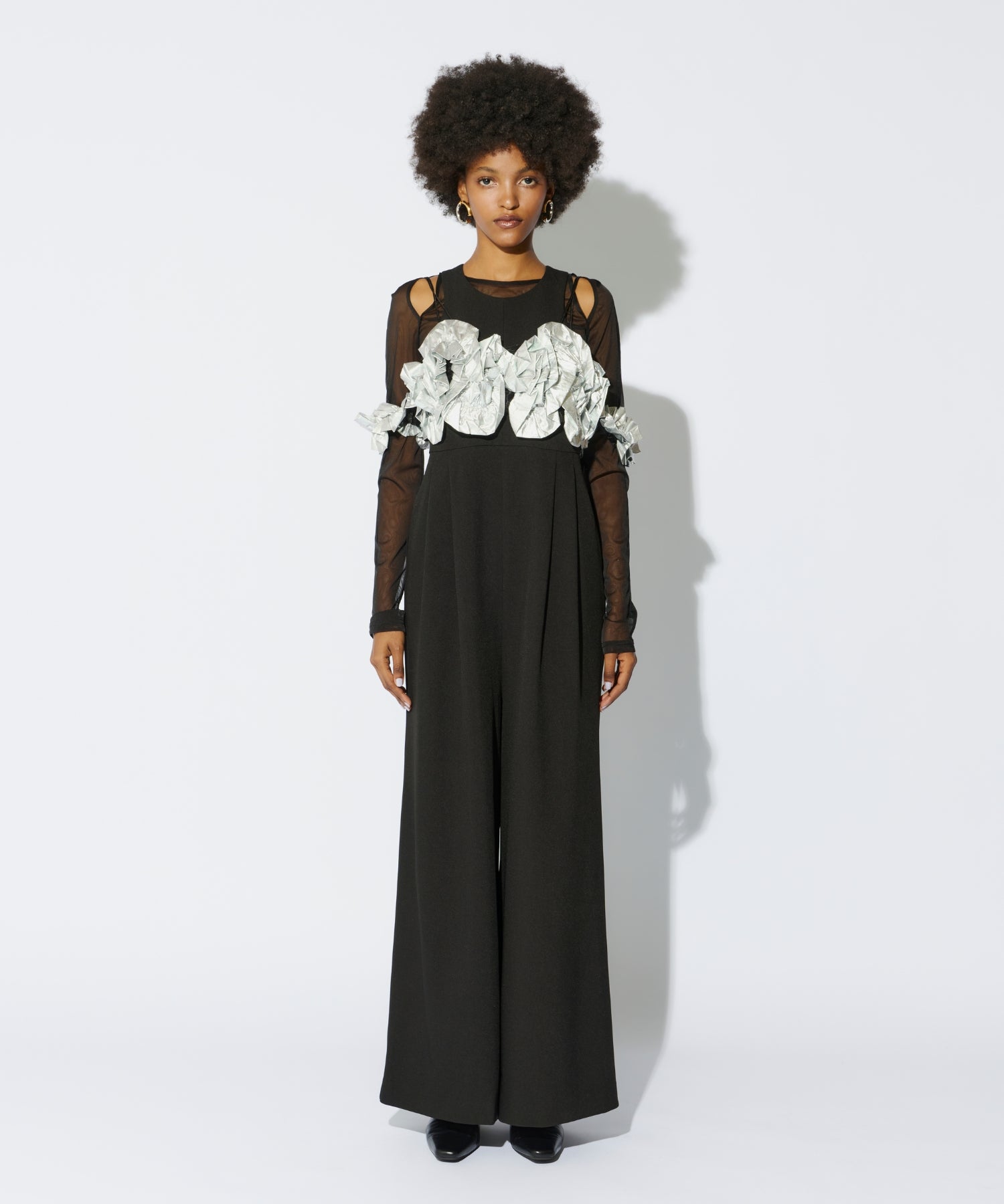 RUFFLED BUSTIER PANTS DRESS