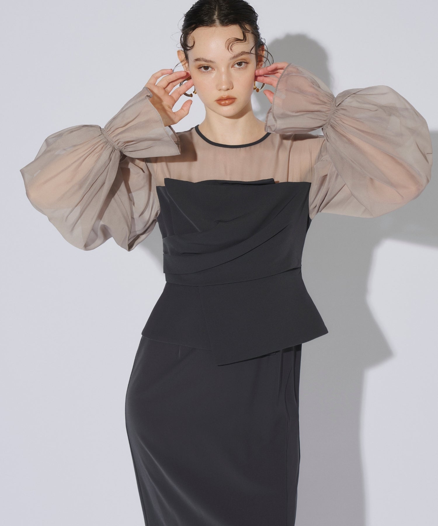 DRAPED BUSTIER DRESS