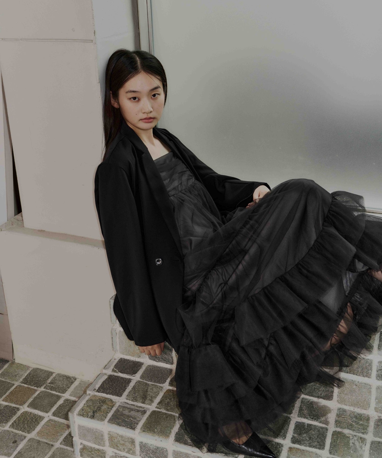 VOLUME TULLE JACKET SET DRESS