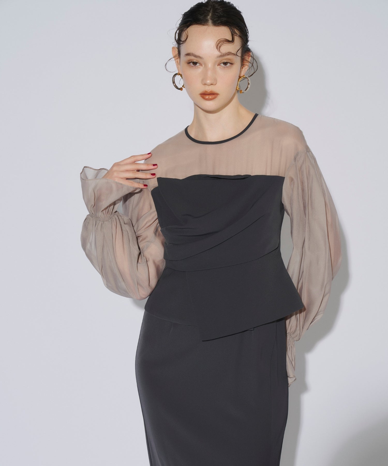 DRAPED BUSTIER DRESS